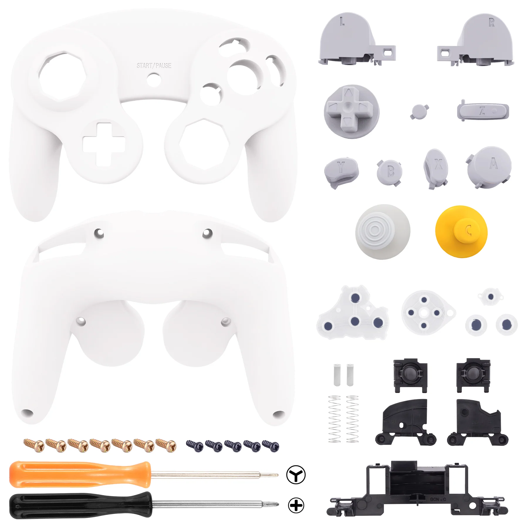eXtremeRate Replacement Faceplate Backplate with Buttons for Nintendo GameCube Controller NGC - White - Image 3