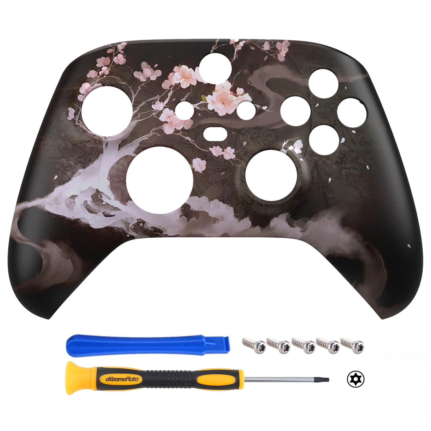 eXtremeRate Replacement Faceplate Front Housing Shell for Xbox Series X & S Controller - Blossom In The Darkness - Image 2
