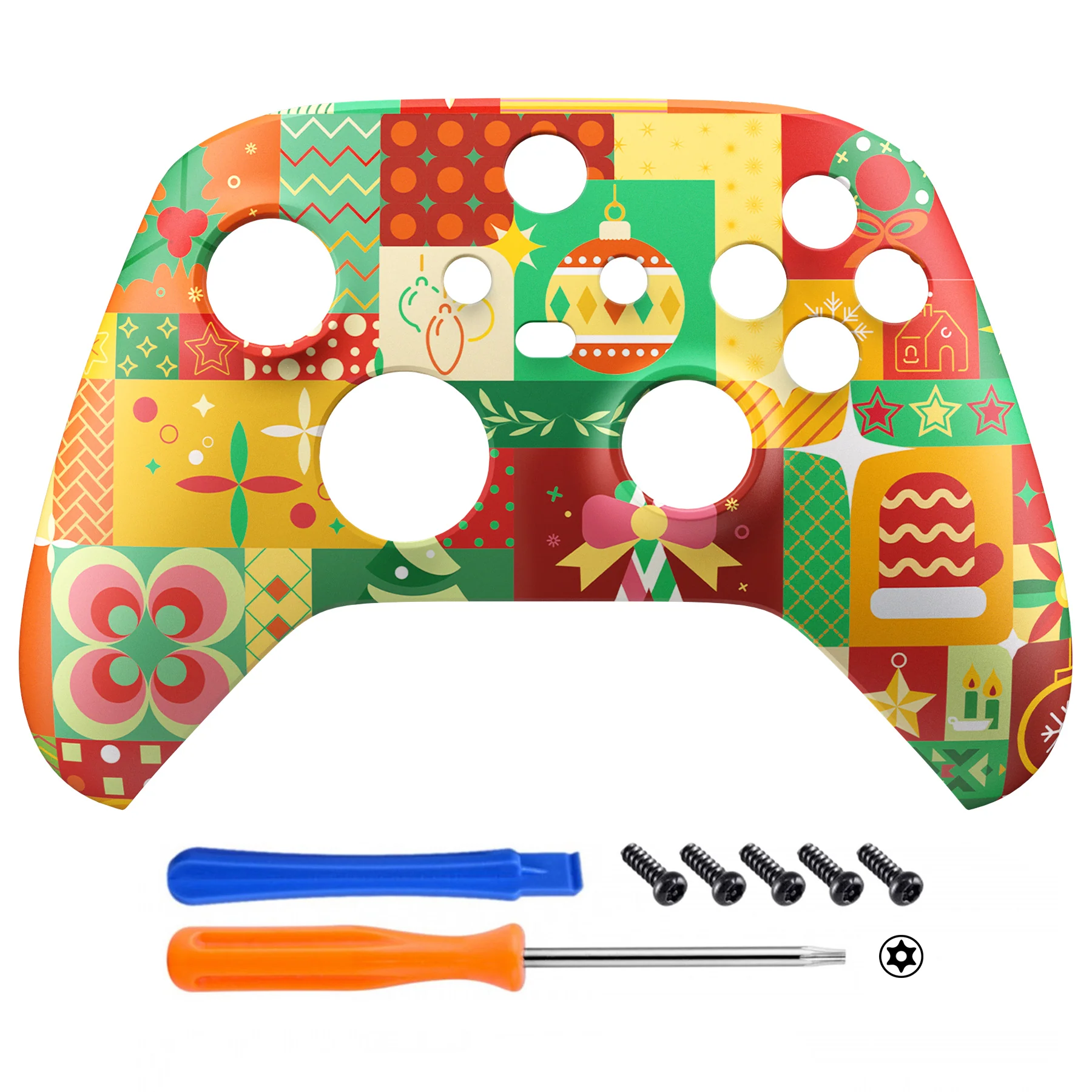 eXtremeRate Replacement Faceplate Front Housing Shell for Xbox Series X & S Controller - Christmas Wrap - Image 2