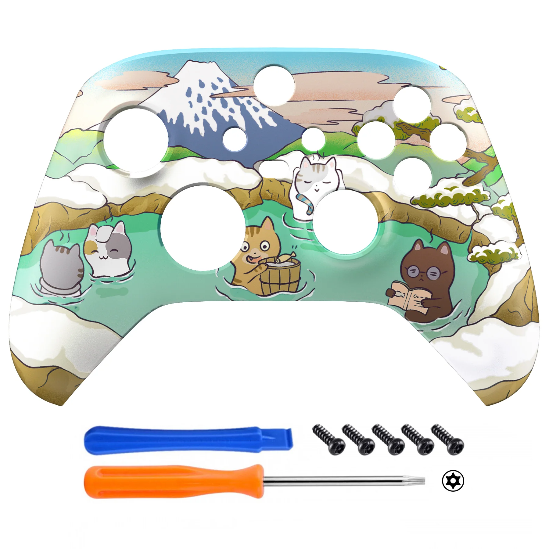 eXtremeRate Replacement Faceplate Front Housing Shell for Xbox Series X & S Controller - Hot Spring Kitties - Image 2
