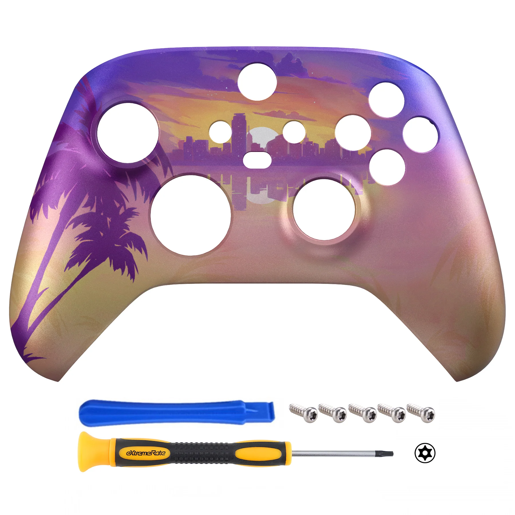 eXtremeRate Replacement Faceplate Front Housing Shell for Xbox Series X & S Controller - Neon Miami - Image 2