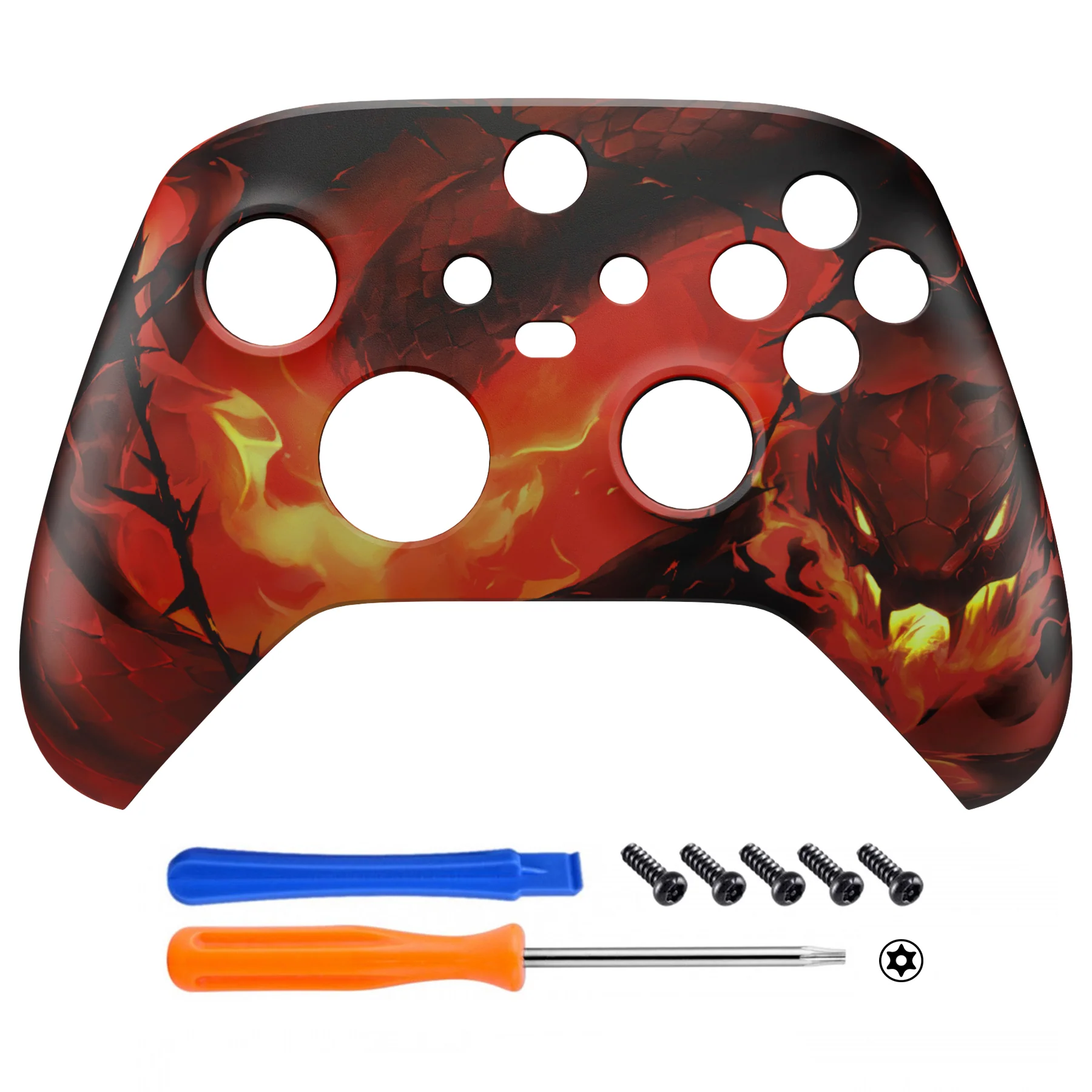 eXtremeRate Replacement Faceplate Front Housing Shell for Xbox Series X & S Controller - Purgatory Fire Serpent - Image 2