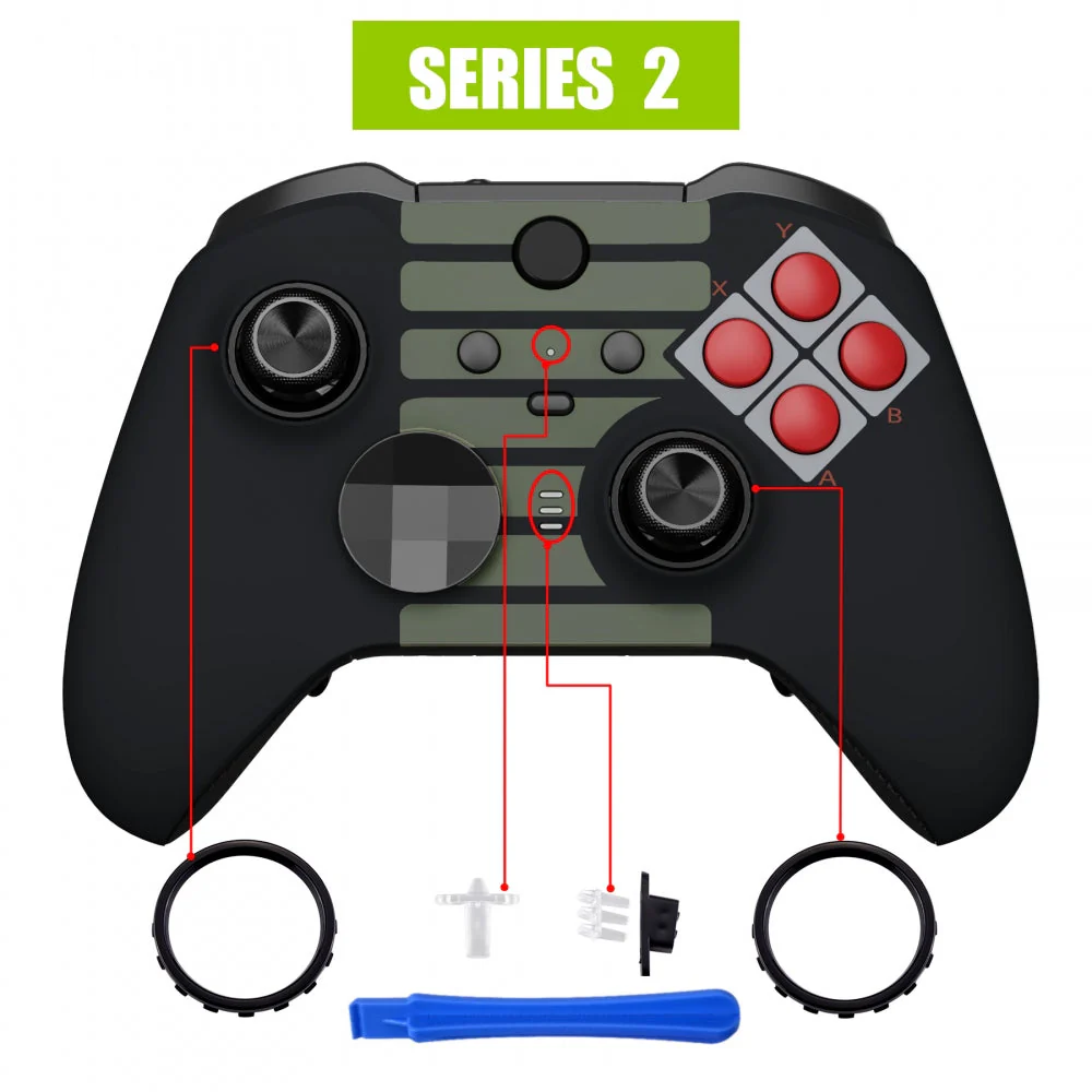 eXtremeRate Replacement Front Housing Shell Case with Accent Rings for Xbox One Elite Series 2 & Elite 2 Core Controller (Model 1797) - Classic NES Style - Image 4