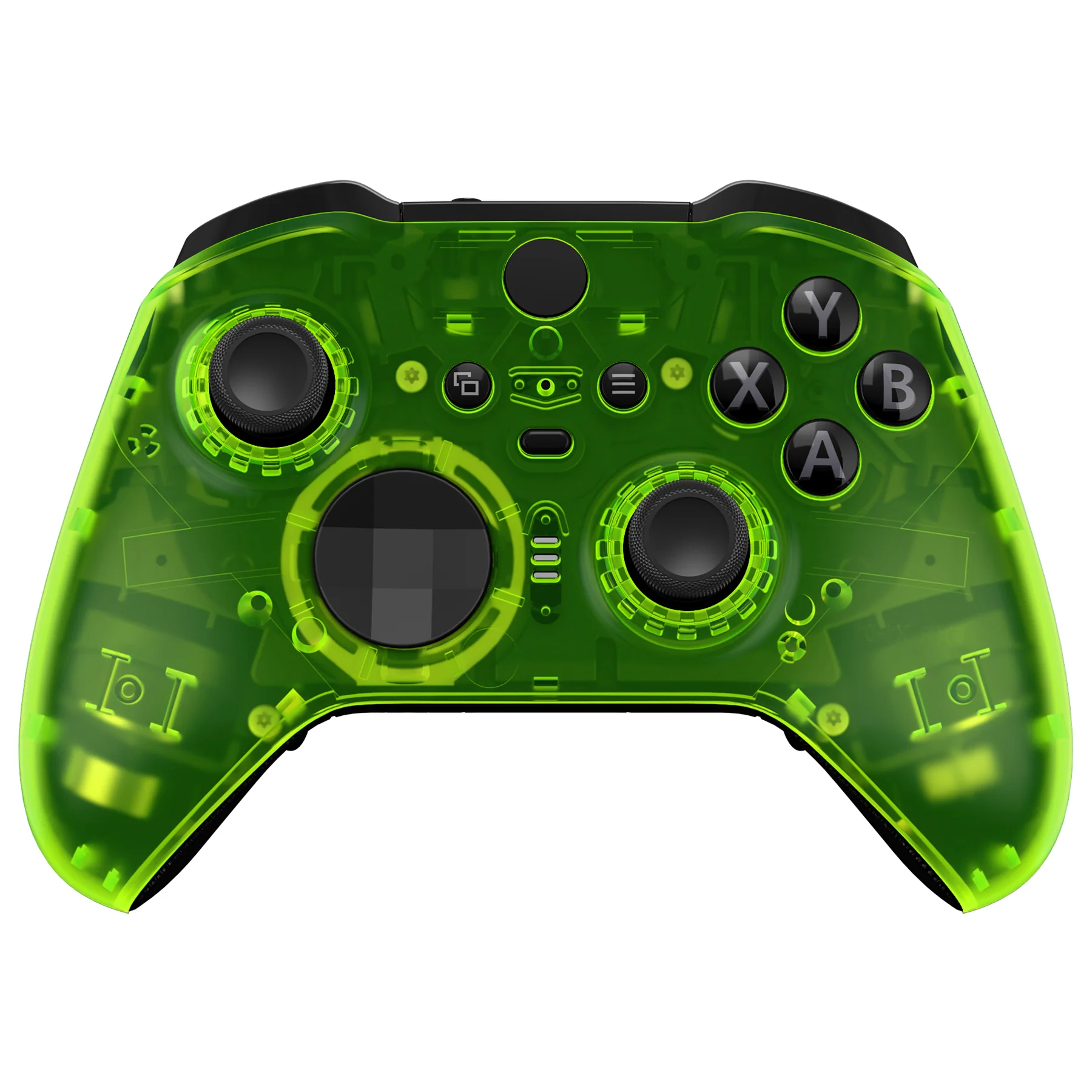 eXtremeRate Replacement Front Housing Shell Case with Accent Rings for Xbox One Elite Series 2 & Elite 2 Core Controller (Model 1797) - Clear Lime Green - Image 2