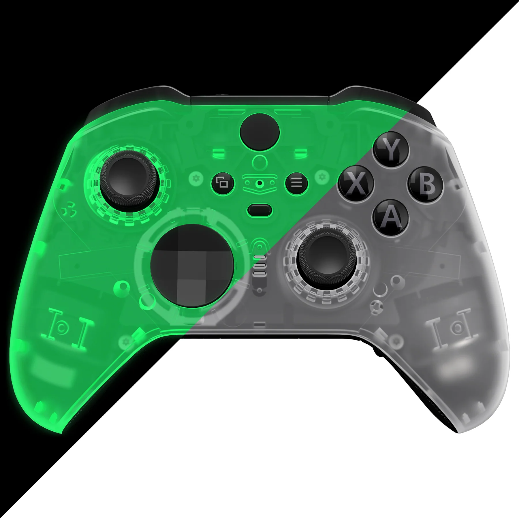eXtremeRate Replacement Front Housing Shell Case with Accent Rings for Xbox One Elite Series 2 & Elite 2 Core Controller (Model 1797) - Glow in Dark - Green - Image 2