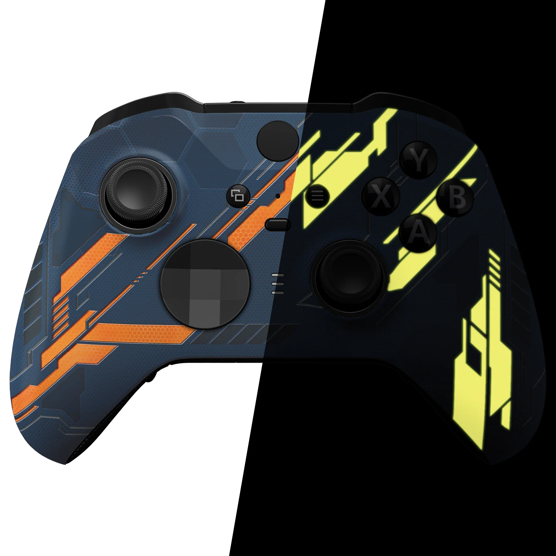 eXtremeRate Replacement Front Housing Shell Case with Accent Rings for Xbox One Elite Series 2 & Elite 2 Core Controller (Model 1797) - Glow in Dark Mecha - Yellow - Image 6