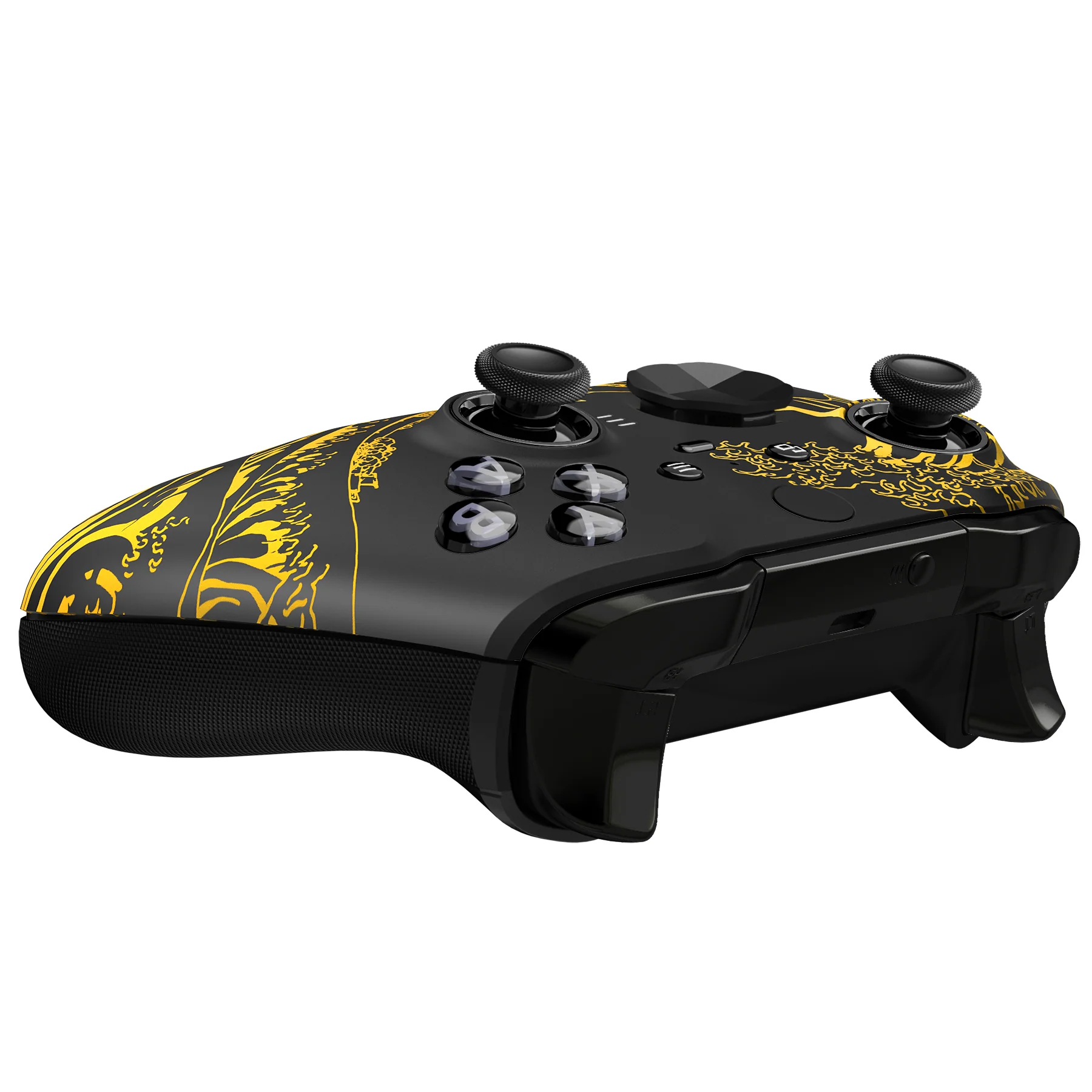 eXtremeRate Replacement Front Housing Shell Case with Accent Rings for Xbox One Elite Series 2 & Elite 2 Core Controller (Model 1797) - The Great GOLDEN Wave Off Kanagawa - Black - Image 7