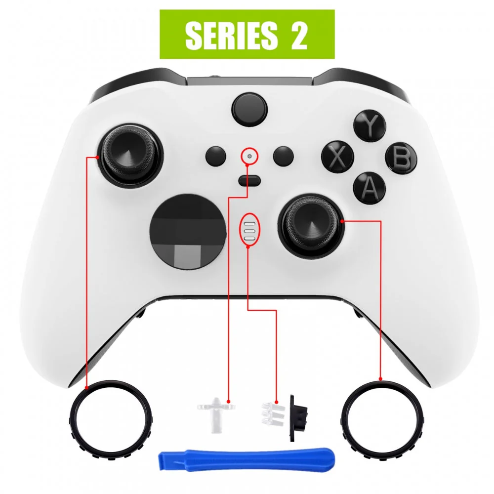 eXtremeRate Replacement Front Housing Shell Case with Accent Rings for Xbox One Elite Series 2 & Elite 2 Core Controller (Model 1797) - White - Image 4