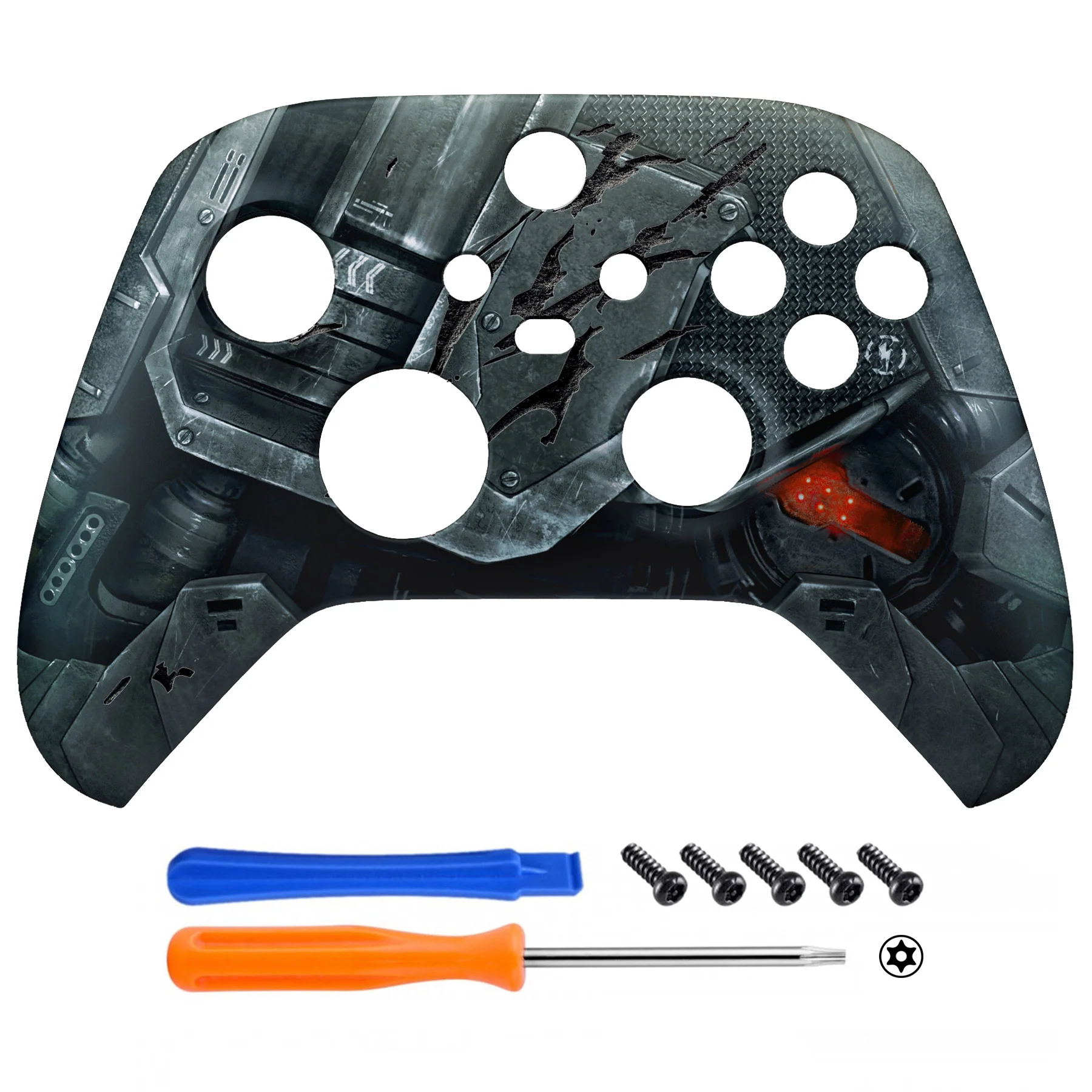 eXtremeRate Replacement Front Housing Shell for Xbox Series X & S Controller - Mecha Armor with Combat Damage Engrave - Image 2