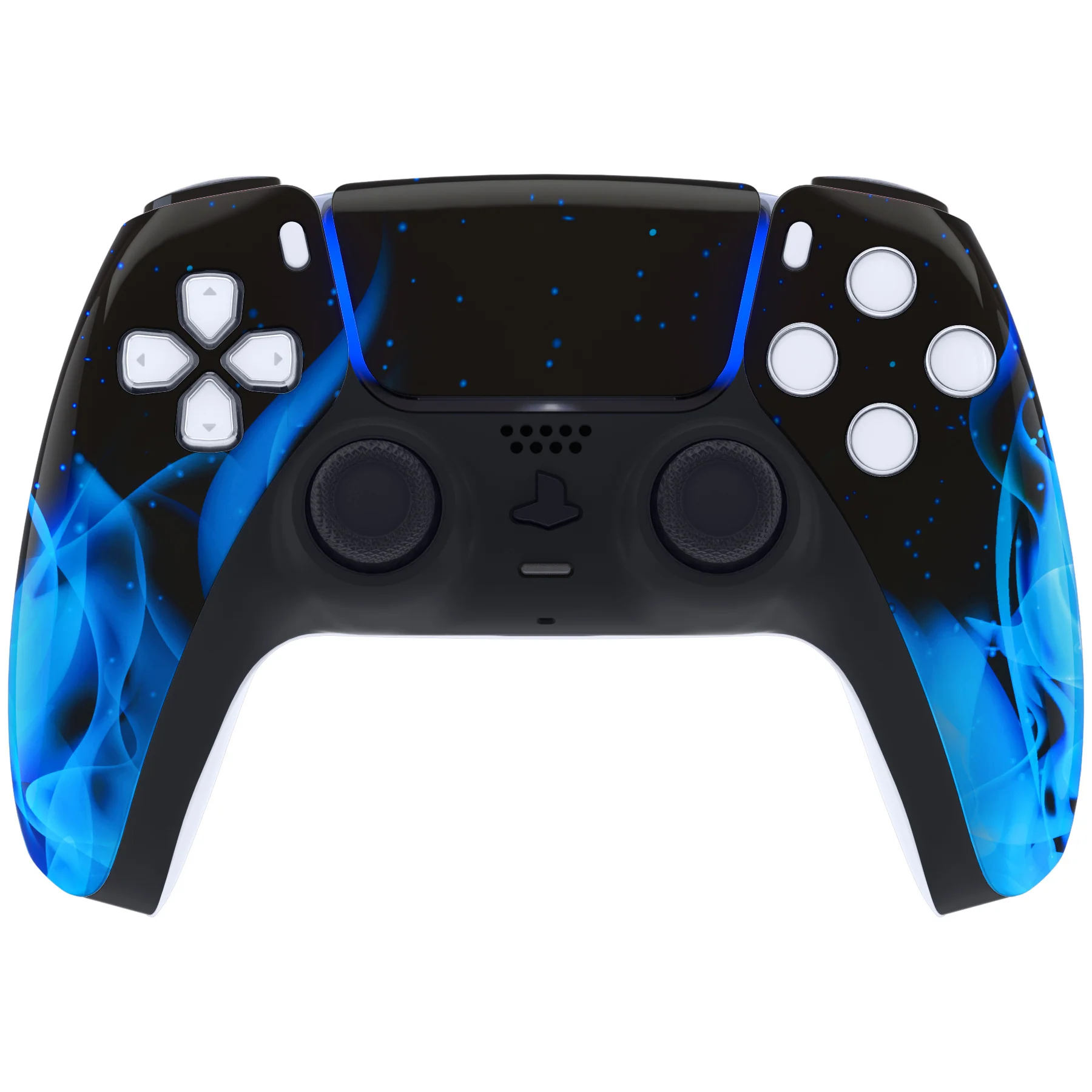 eXtremeRate Replacement Front Housing Shell with Touchpad Compatible with PS5 Controller BDM-010/020/030/040/050/060 - Blue Flame - Image 2