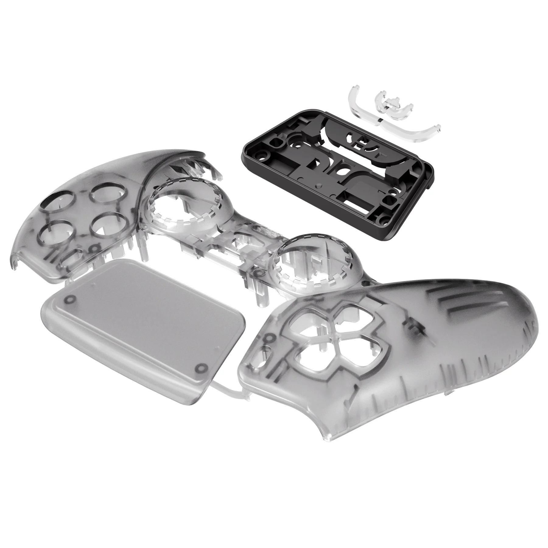 eXtremeRate Replacement Front Housing Shell with Touchpad Compatible with PS5 Controller BDM-010/020/030/040/050/060 - Clear Black - Image 10