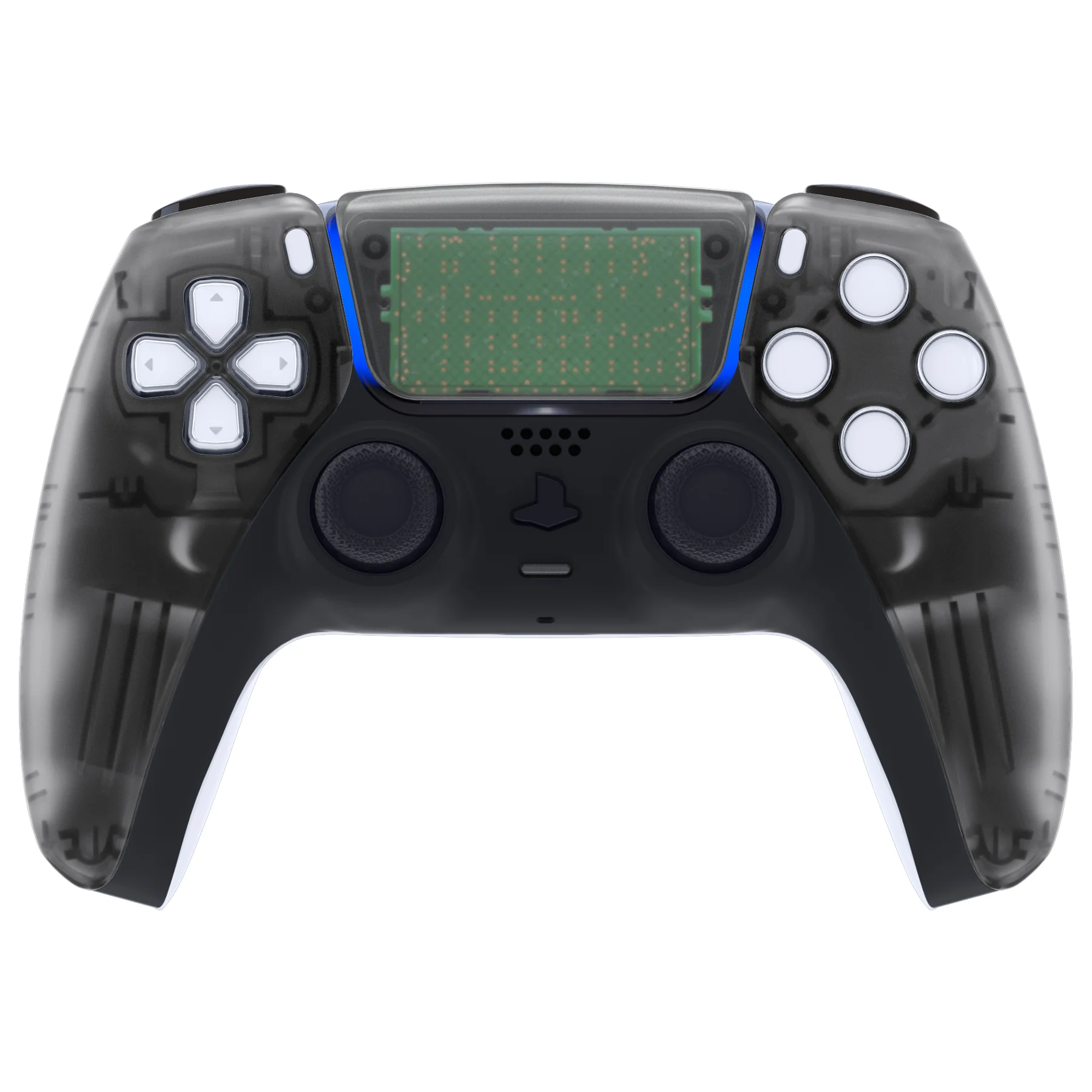 eXtremeRate Replacement Front Housing Shell with Touchpad Compatible with PS5 Controller BDM-010/020/030/040/050/060 - Clear Black - Image 2