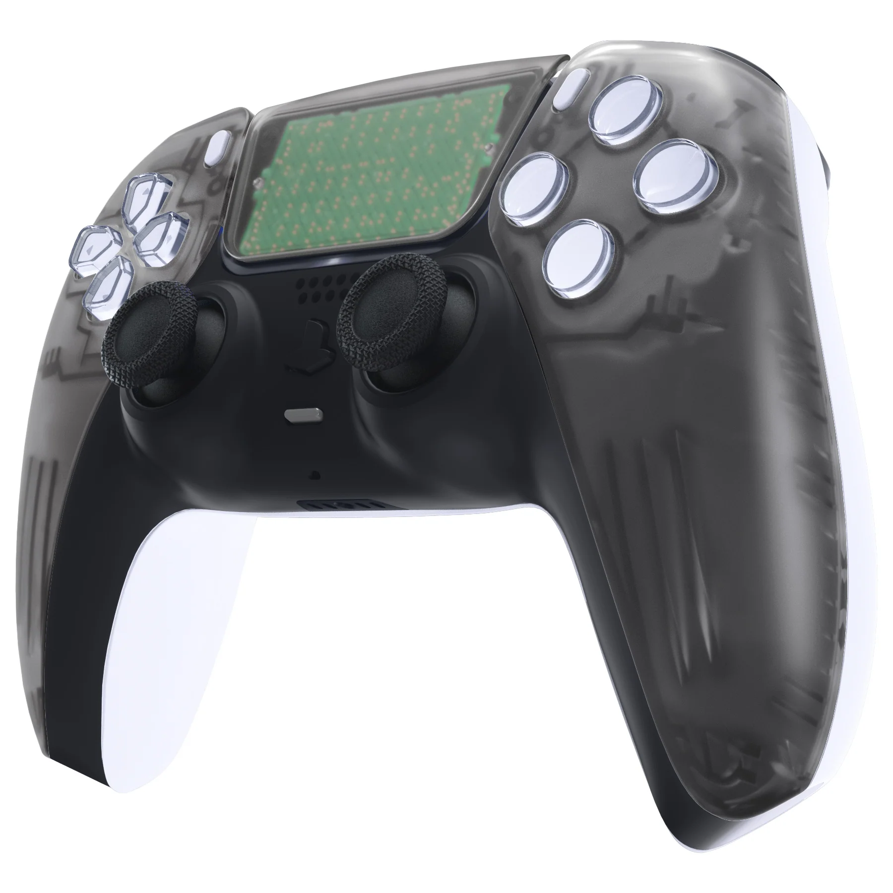 eXtremeRate Replacement Front Housing Shell with Touchpad Compatible with PS5 Controller BDM-010/020/030/040/050/060 - Clear Black - Image 4