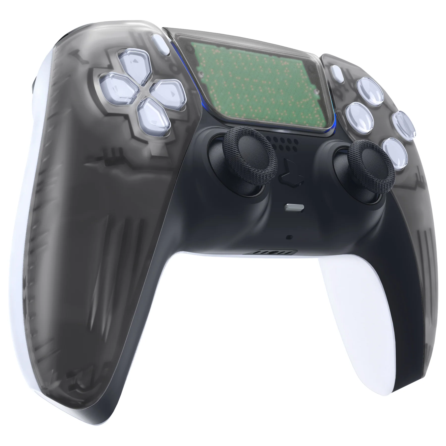 eXtremeRate Replacement Front Housing Shell with Touchpad Compatible with PS5 Controller BDM-010/020/030/040/050/060 - Clear Black - Image 5