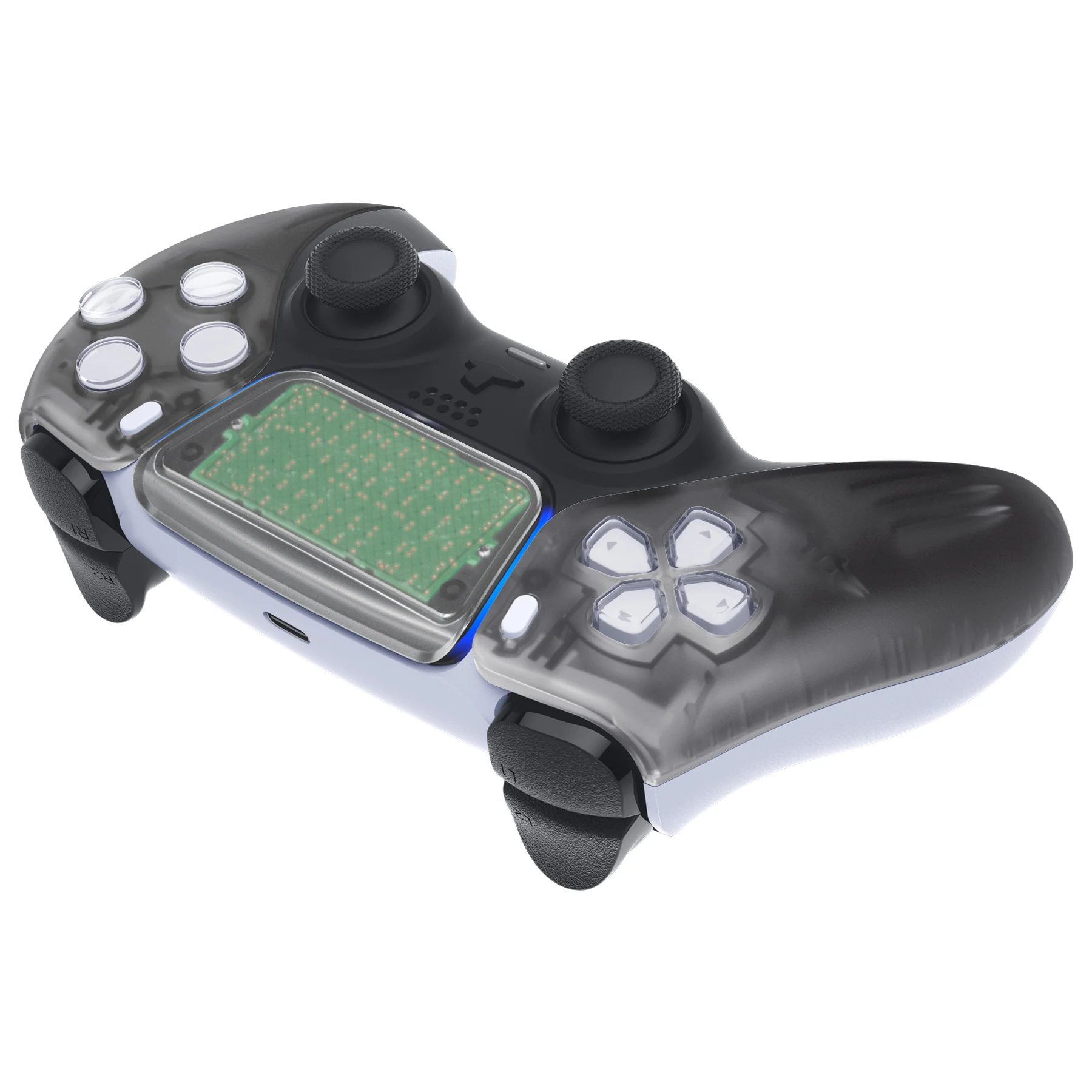 eXtremeRate Replacement Front Housing Shell with Touchpad Compatible with PS5 Controller BDM-010/020/030/040/050/060 - Clear Black - Image 6