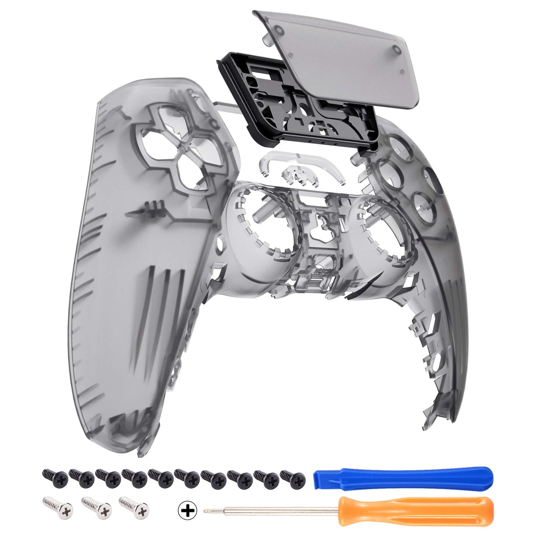 eXtremeRate Replacement Front Housing Shell with Touchpad Compatible with PS5 Controller BDM-010/020/030/040/050/060 - Clear Black - Image 7