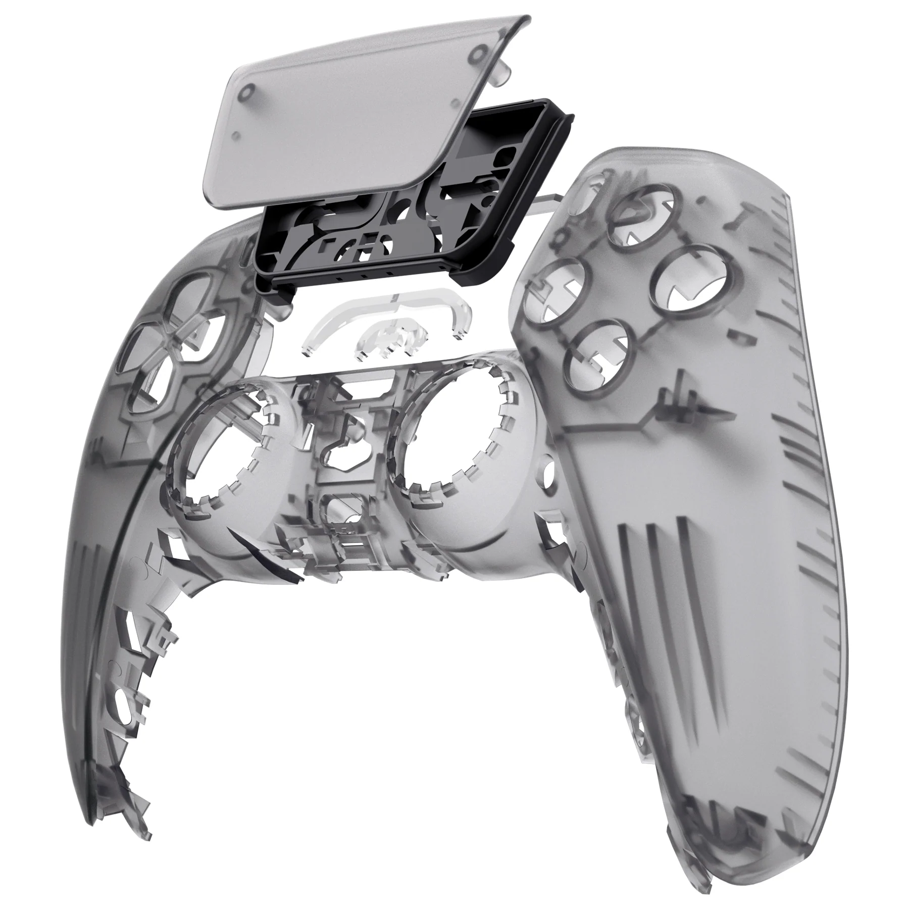eXtremeRate Replacement Front Housing Shell with Touchpad Compatible with PS5 Controller BDM-010/020/030/040/050/060 - Clear Black - Image 8