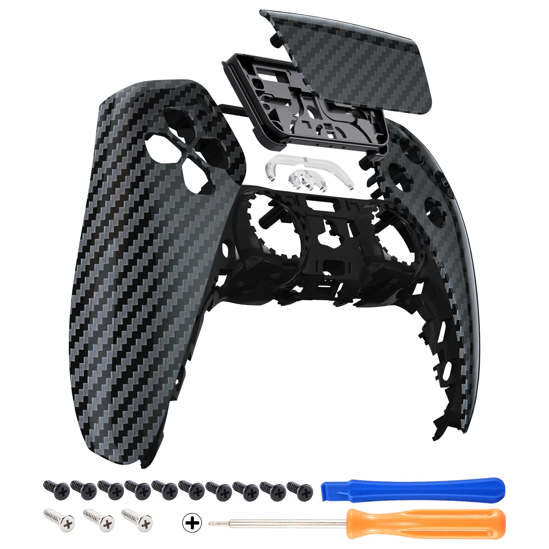 eXtremeRate Replacement Front Housing Shell with Touchpad Compatible with PS5 Controller BDM-010/020/030/040/050/060 - Graphite Carbon Fiber - Image 7