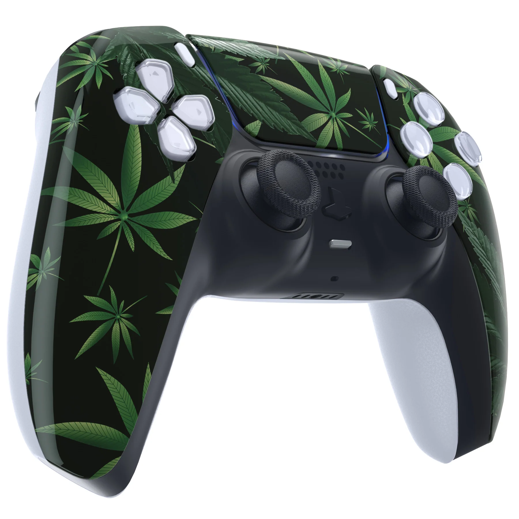 eXtremeRate Replacement Front Housing Shell with Touchpad Compatible with PS5 Controller BDM-010/020/030/040/050/060 - Green Weeds - Image 5