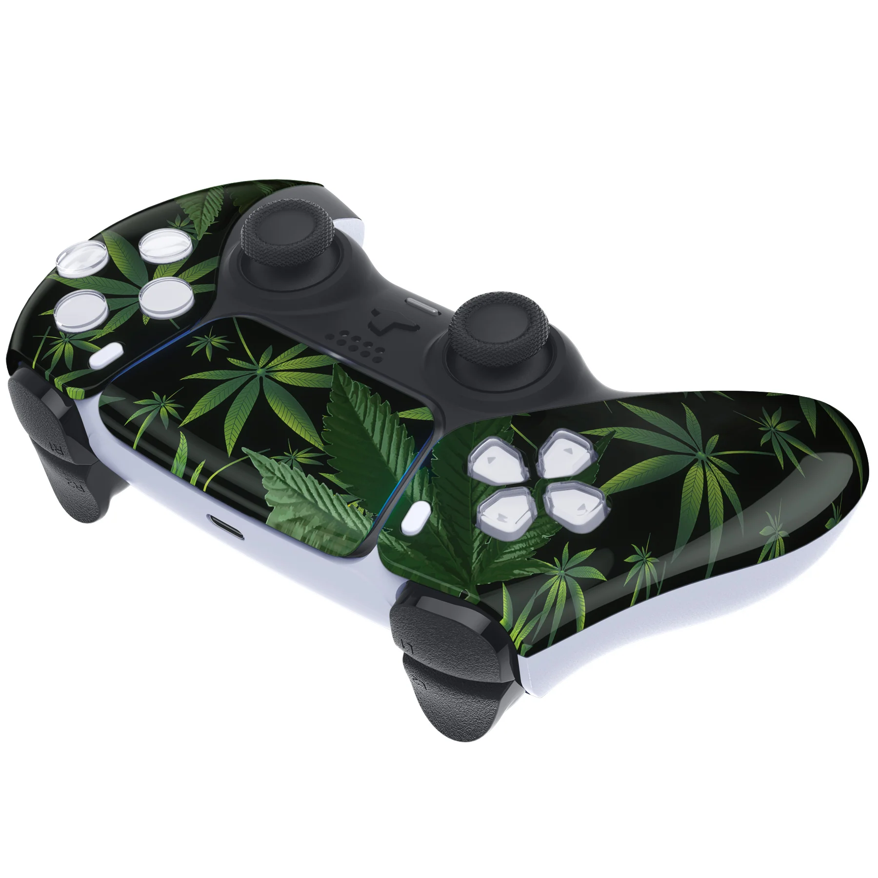 eXtremeRate Replacement Front Housing Shell with Touchpad Compatible with PS5 Controller BDM-010/020/030/040/050/060 - Green Weeds - Image 6