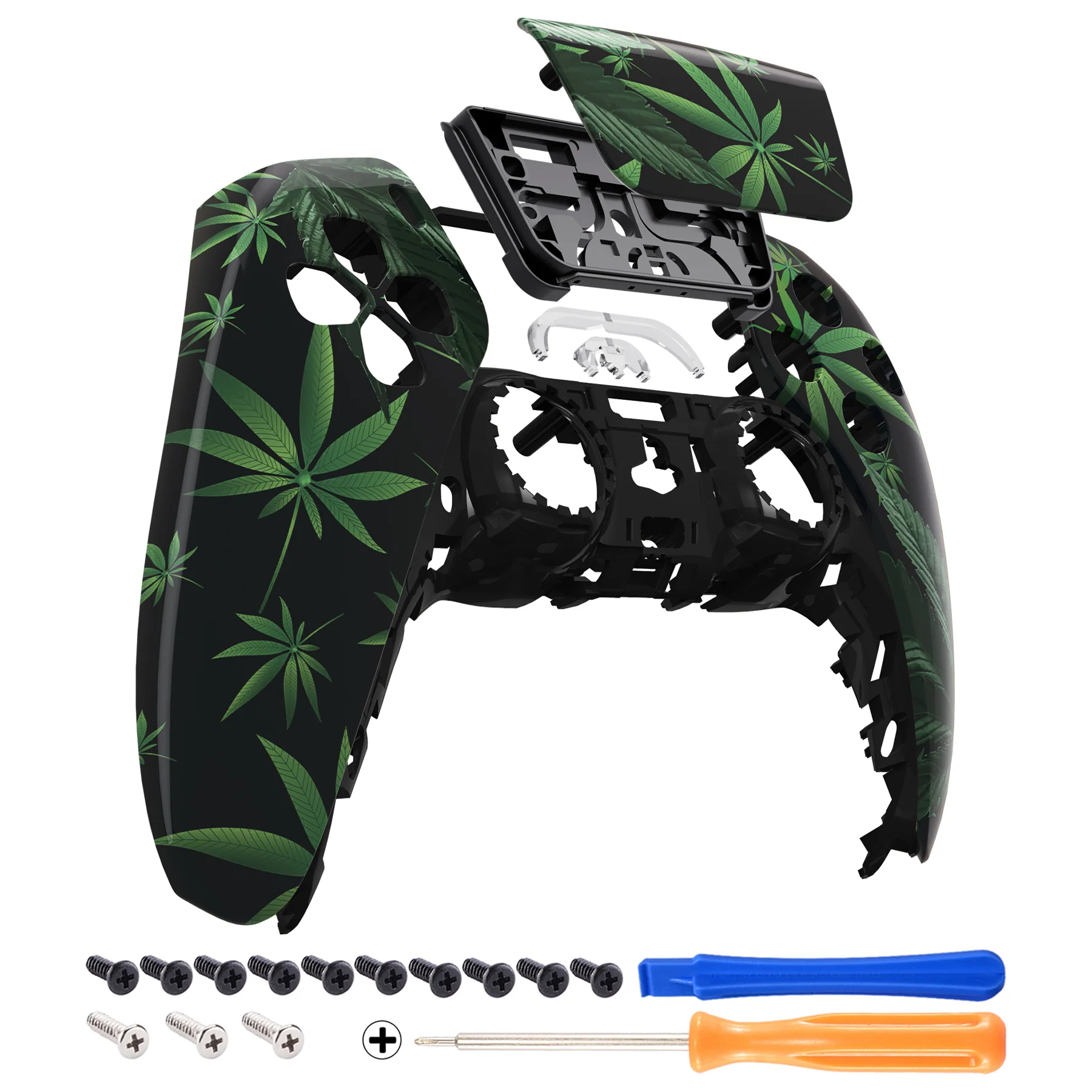 eXtremeRate Replacement Front Housing Shell with Touchpad Compatible with PS5 Controller BDM-010/020/030/040/050/060 - Green Weeds - Image 7