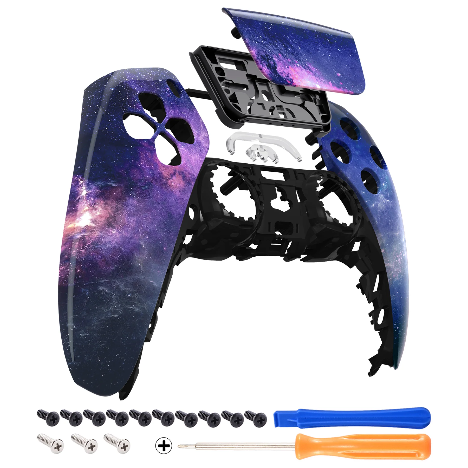 eXtremeRate Replacement Front Housing Shell with Touchpad Compatible with PS5 Controller BDM-010/020/030/040/050/060 - Nebula Galaxy - Image 7