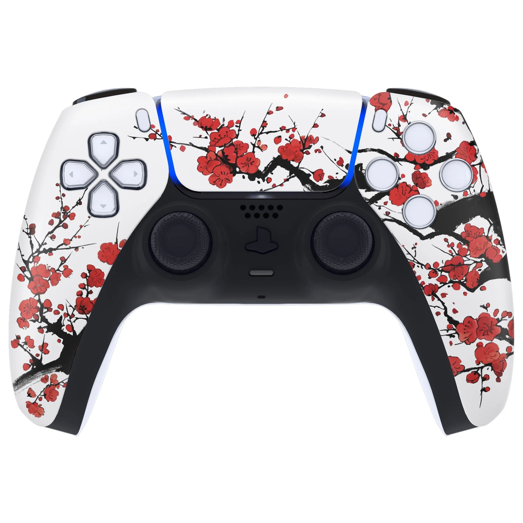 eXtremeRate Replacement Front Housing Shell with Touchpad Compatible with PS5 Controller BDM-010/020/030/040/050/060 - Winter Blossom - Image 2