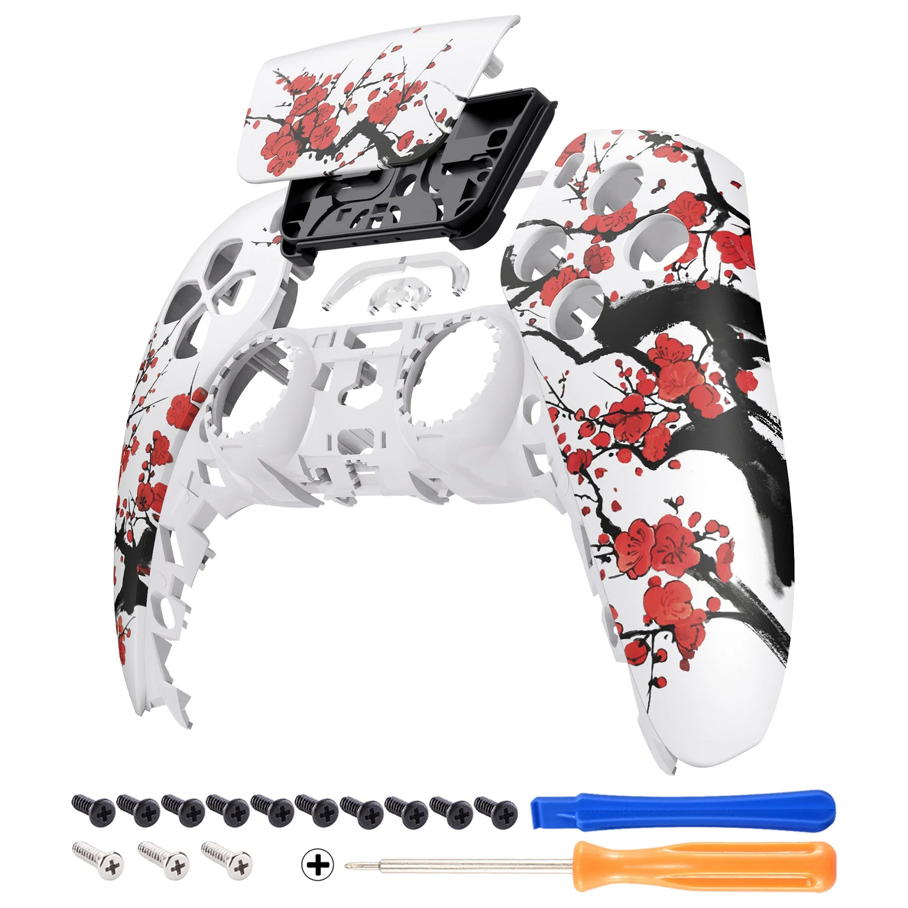 eXtremeRate Replacement Front Housing Shell with Touchpad Compatible with PS5 Controller BDM-010/020/030/040/050/060 - Winter Blossom - Image 7