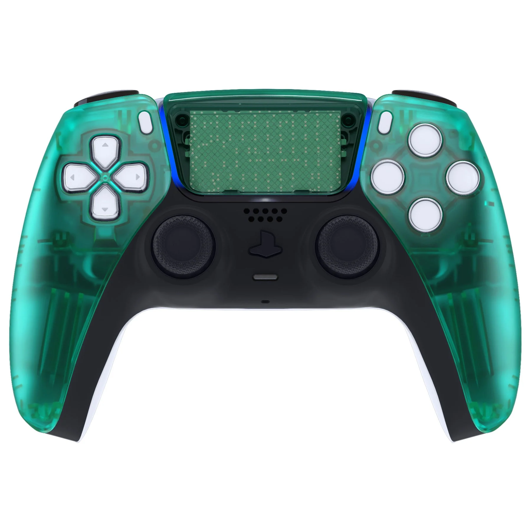 eXtremeRate Replacement Front Housing Shell with Touchpad Compatible with PS5 Controller BDM-010/020/030/040/050 - Emerald Green - Image 2
