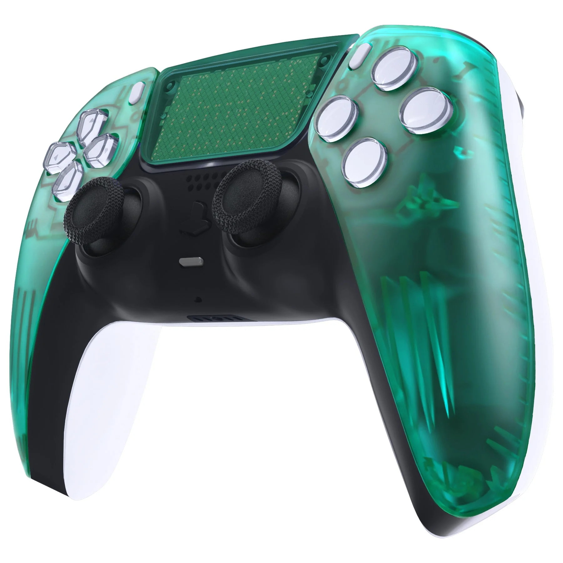 eXtremeRate Replacement Front Housing Shell with Touchpad Compatible with PS5 Controller BDM-010/020/030/040/050 - Emerald Green - Image 4