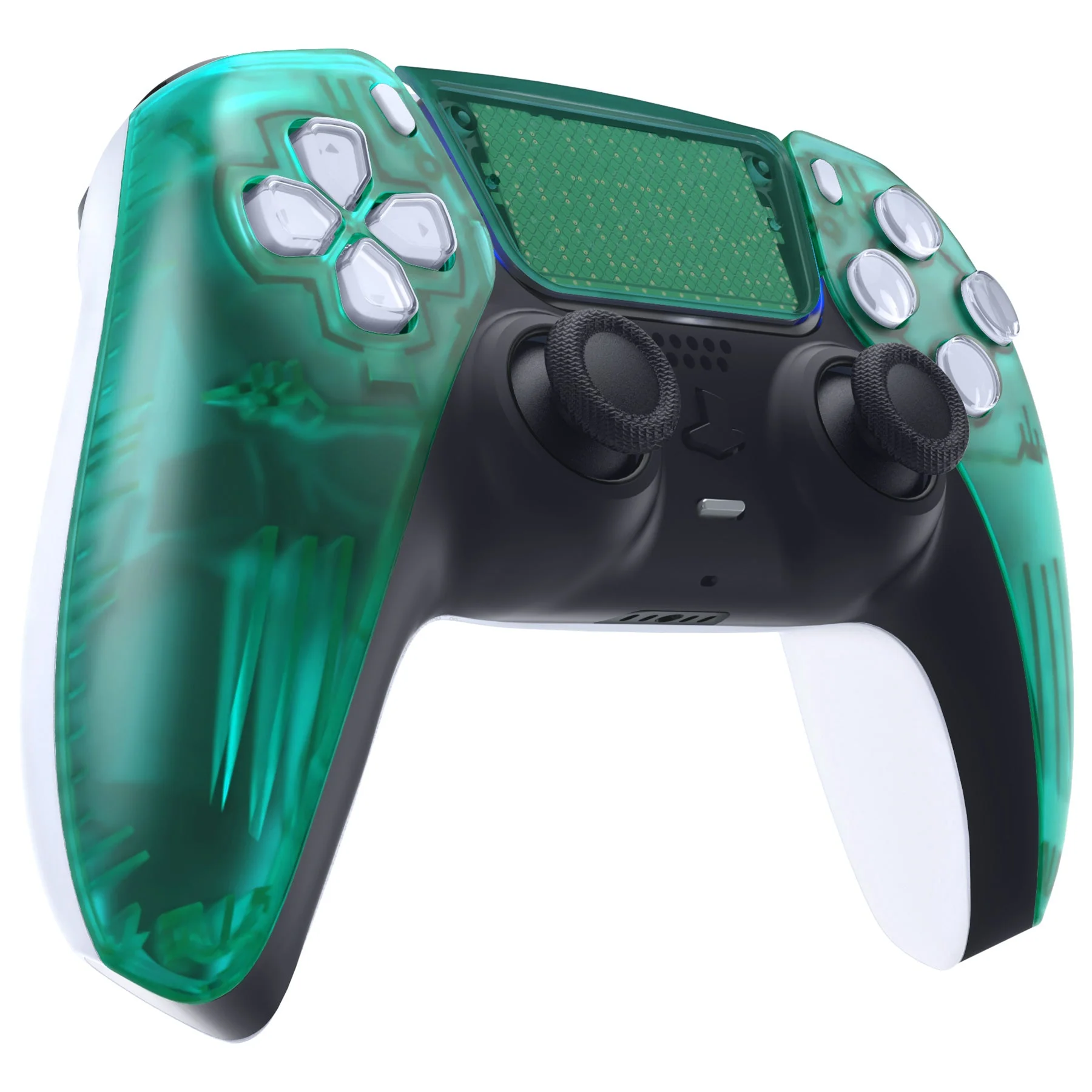 eXtremeRate Replacement Front Housing Shell with Touchpad Compatible with PS5 Controller BDM-010/020/030/040/050 - Emerald Green - Image 5