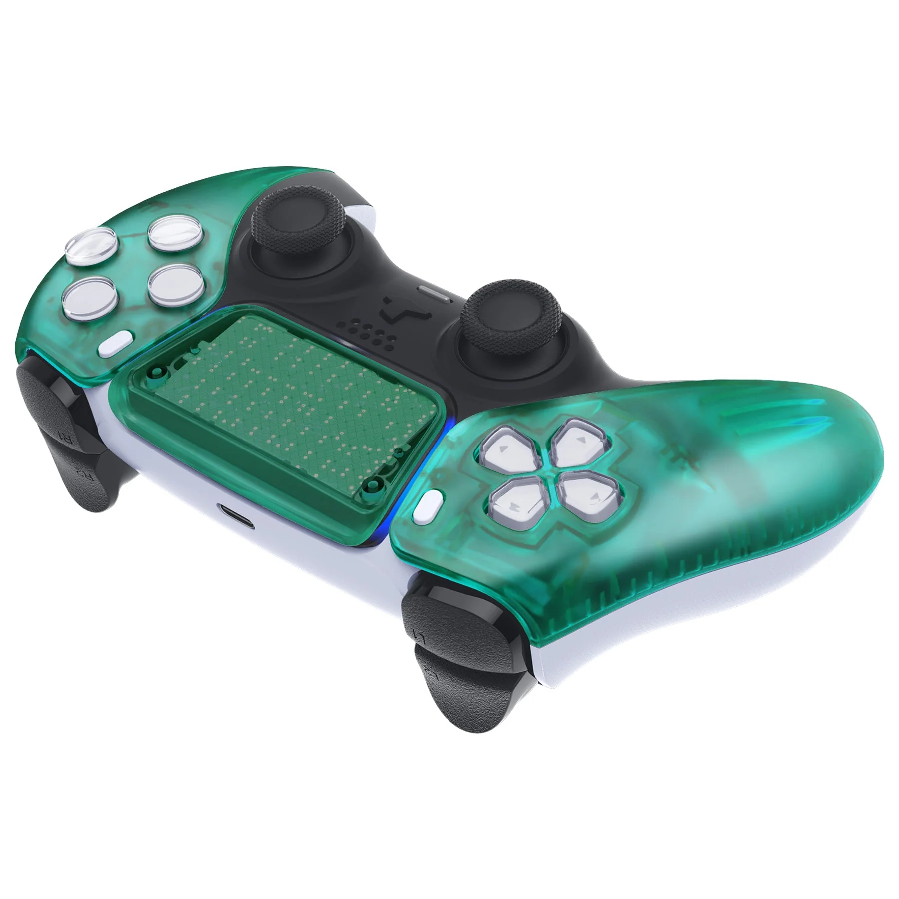 eXtremeRate Replacement Front Housing Shell with Touchpad Compatible with PS5 Controller BDM-010/020/030/040/050 - Emerald Green - Image 6