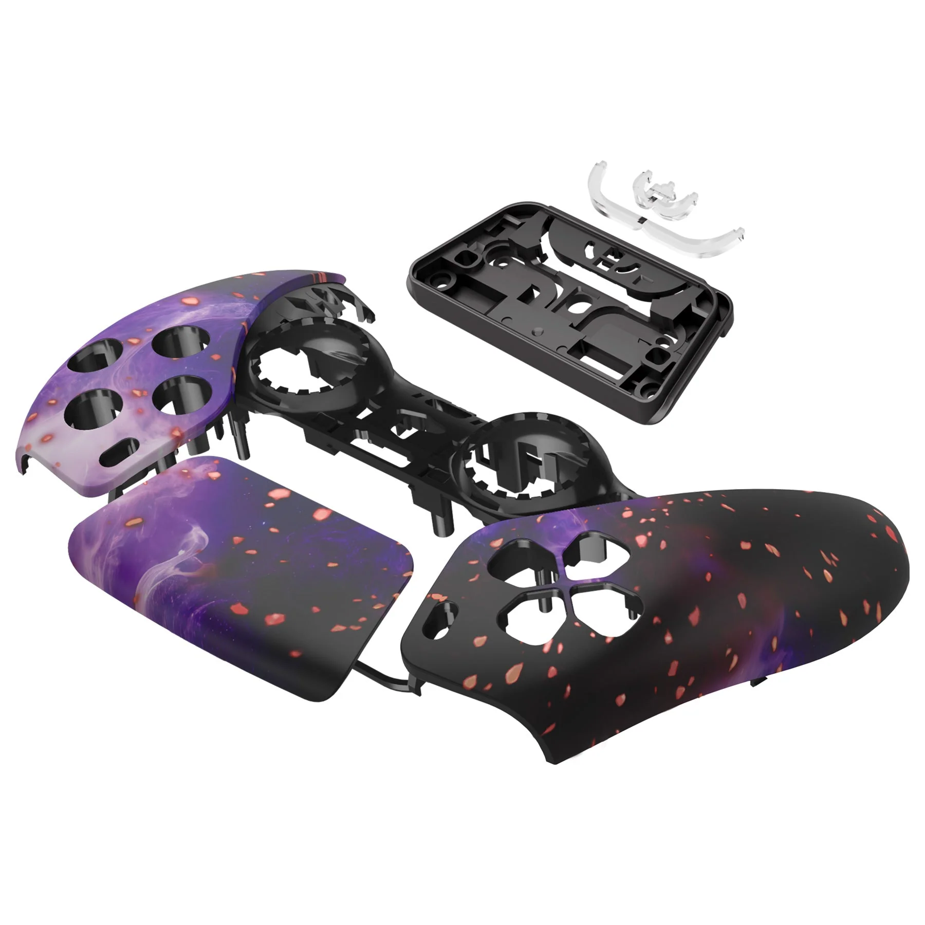 eXtremeRate Replacement Front Housing Shell with Touchpad Compatible with PS5 Controller BDM-010/020/030/040/050 - Glow in Dark - Cosmic Camo - Image 13