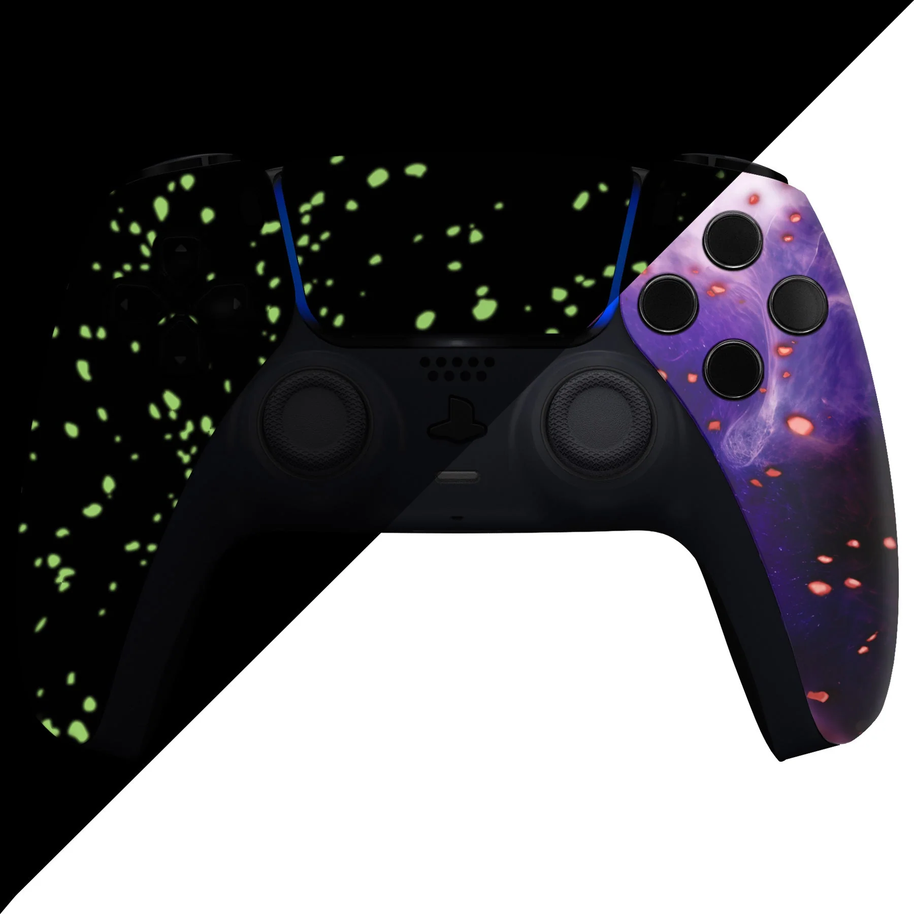 eXtremeRate Replacement Front Housing Shell with Touchpad Compatible with PS5 Controller BDM-010/020/030/040/050 - Glow in Dark - Cosmic Camo - Image 4
