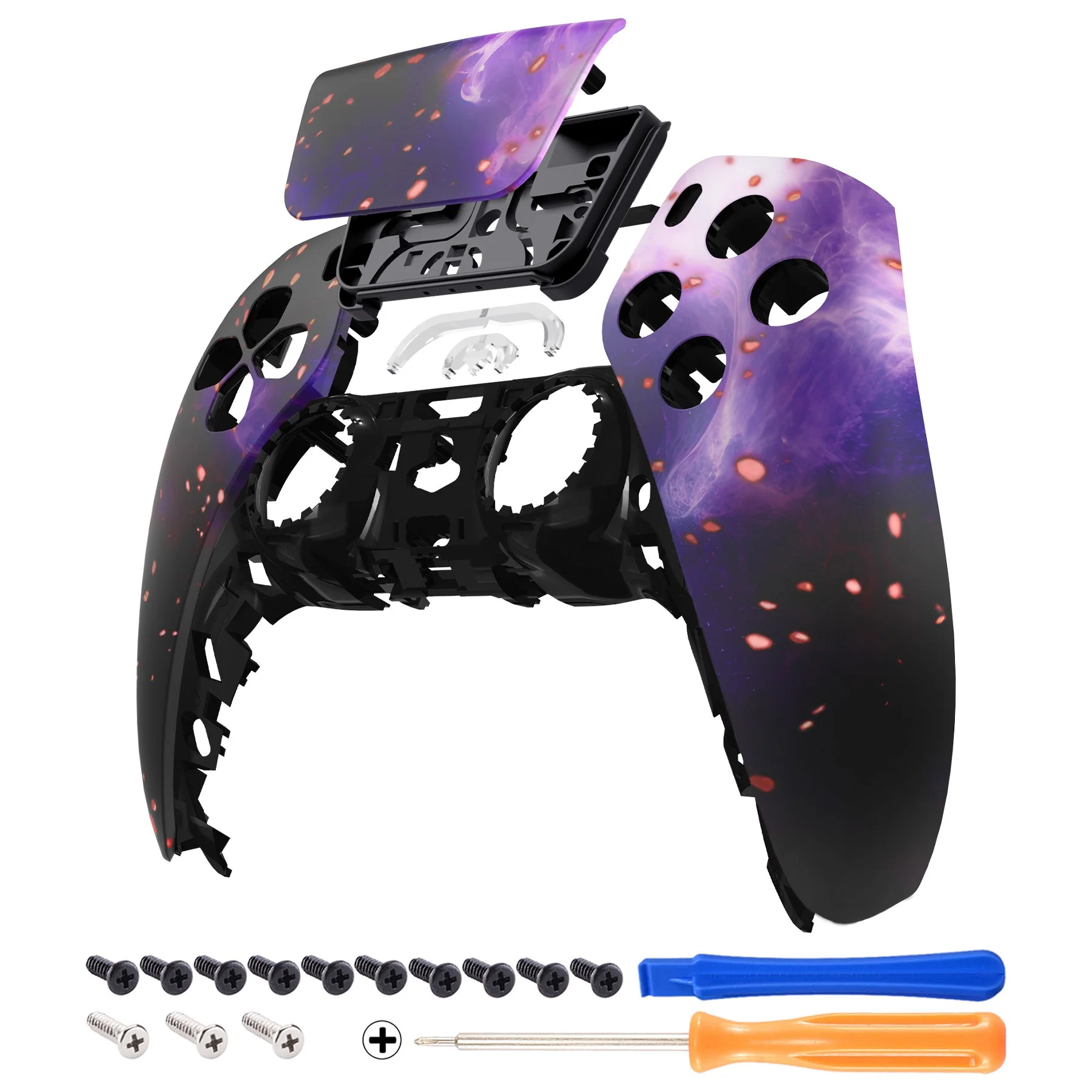 eXtremeRate Replacement Front Housing Shell with Touchpad Compatible with PS5 Controller BDM-010/020/030/040/050 - Glow in Dark - Cosmic Camo - Image 8