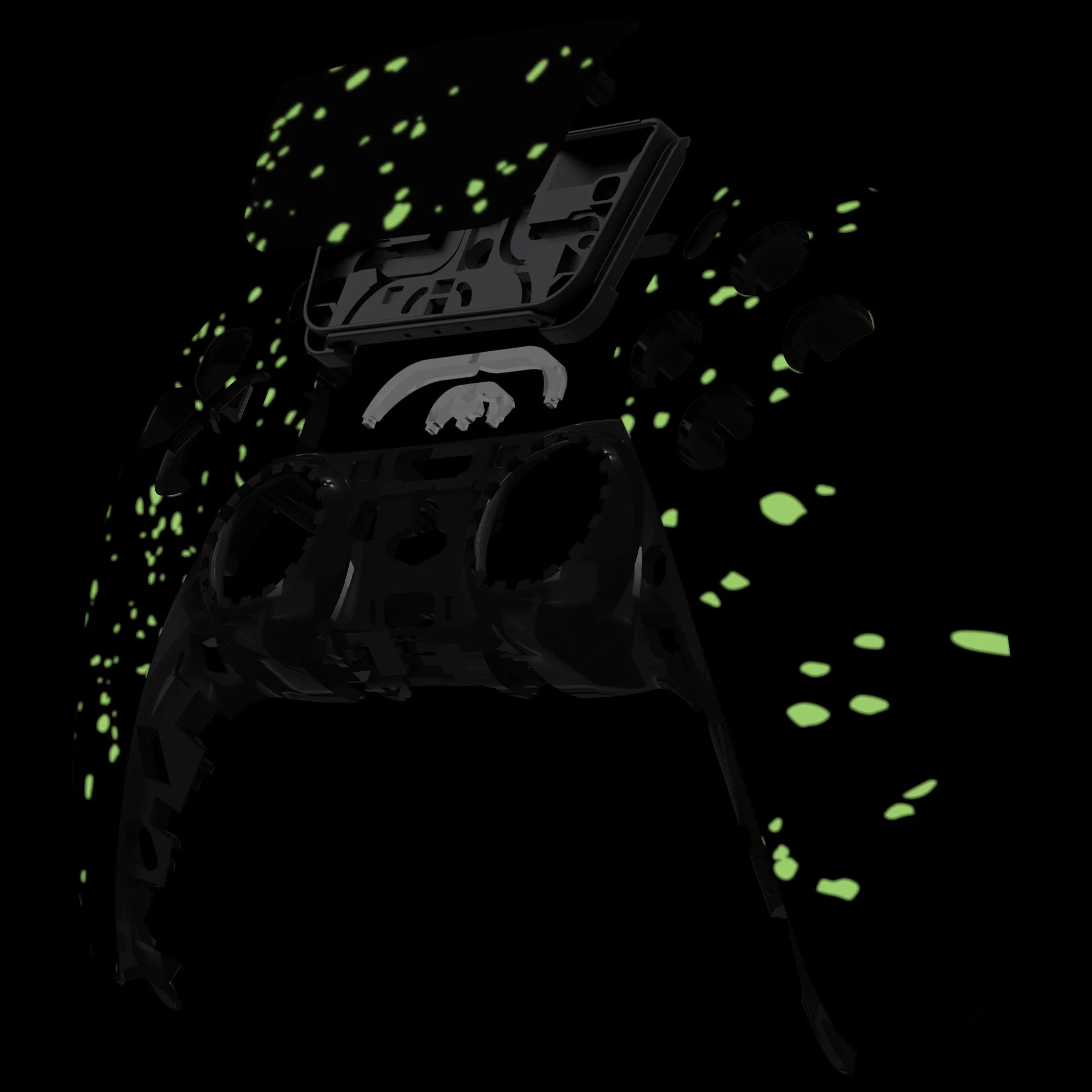 eXtremeRate Replacement Front Housing Shell with Touchpad Compatible with PS5 Controller BDM-010/020/030/040/050 - Glow in Dark - Cosmic Camo - Image 9