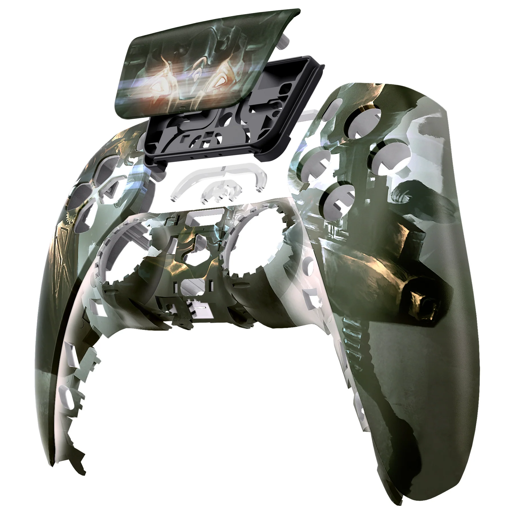 eXtremeRate Replacement Front Housing Shell with Touchpad Compatible with PS5 Controller BDM-010/020/030/040/050 - Armored Mercenary - Image 8