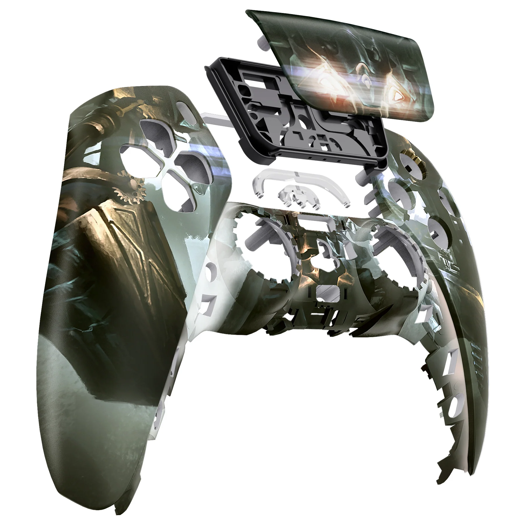 eXtremeRate Replacement Front Housing Shell with Touchpad Compatible with PS5 Controller BDM-010/020/030/040/050 - Armored Mercenary - Image 9