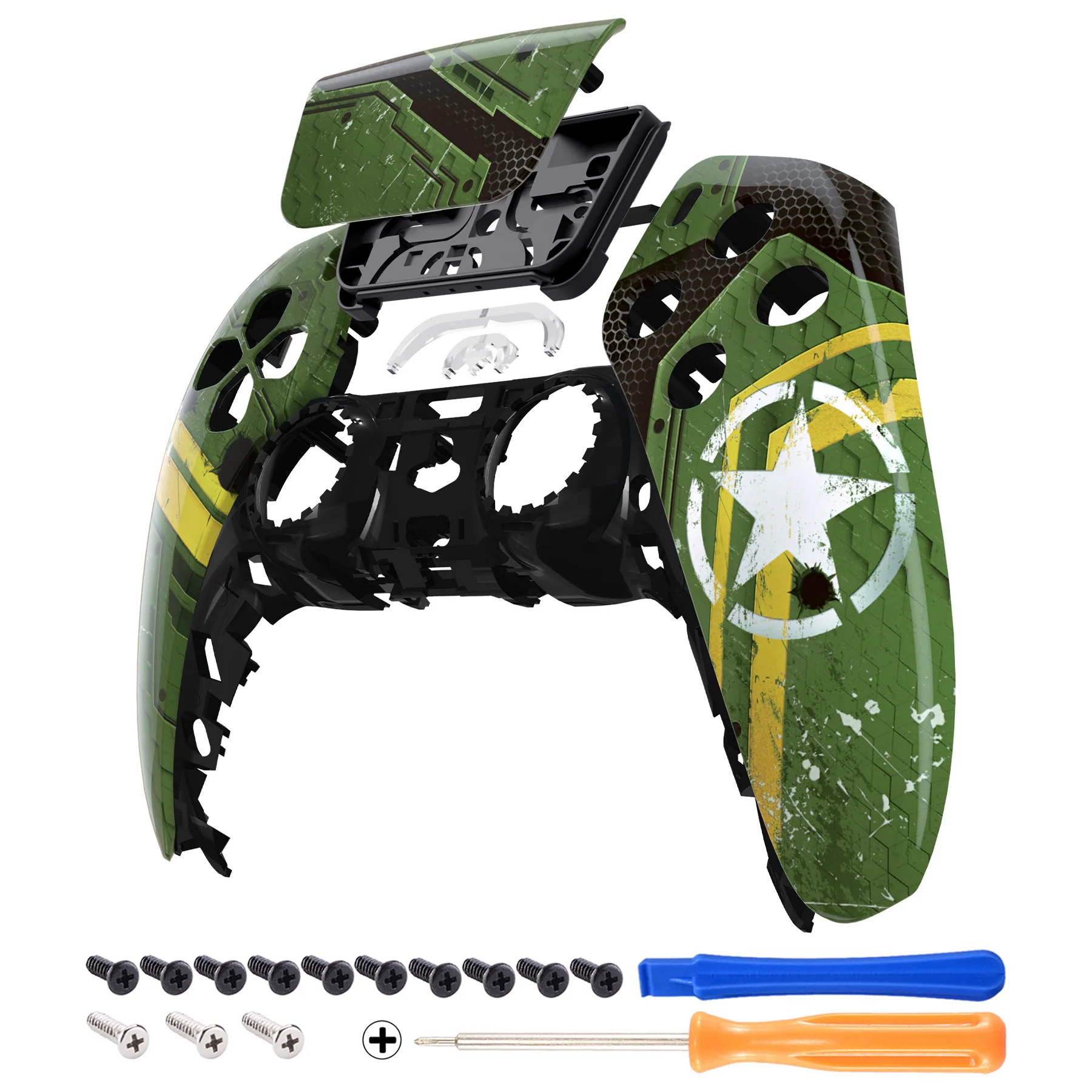 eXtremeRate Replacement Front Housing Shell with Touchpad Compatible with PS5 Controller BDM-010/020/030/040/050 - Army Mecha - Image 7