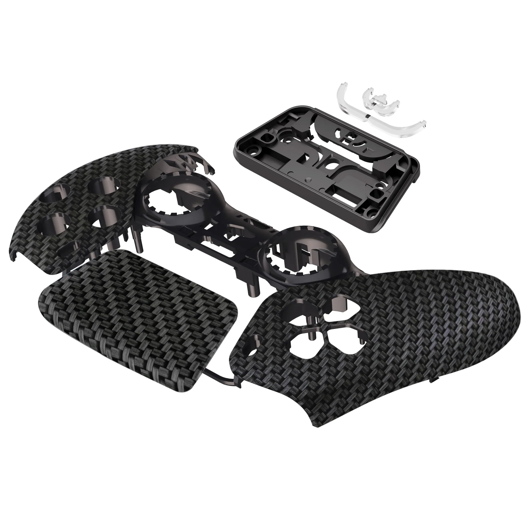 eXtremeRate Replacement Front Housing Shell with Touchpad Compatible with PS5 Controller BDM-010/020/030/040/050 - Black Silver Carbon Fiber - Image 10