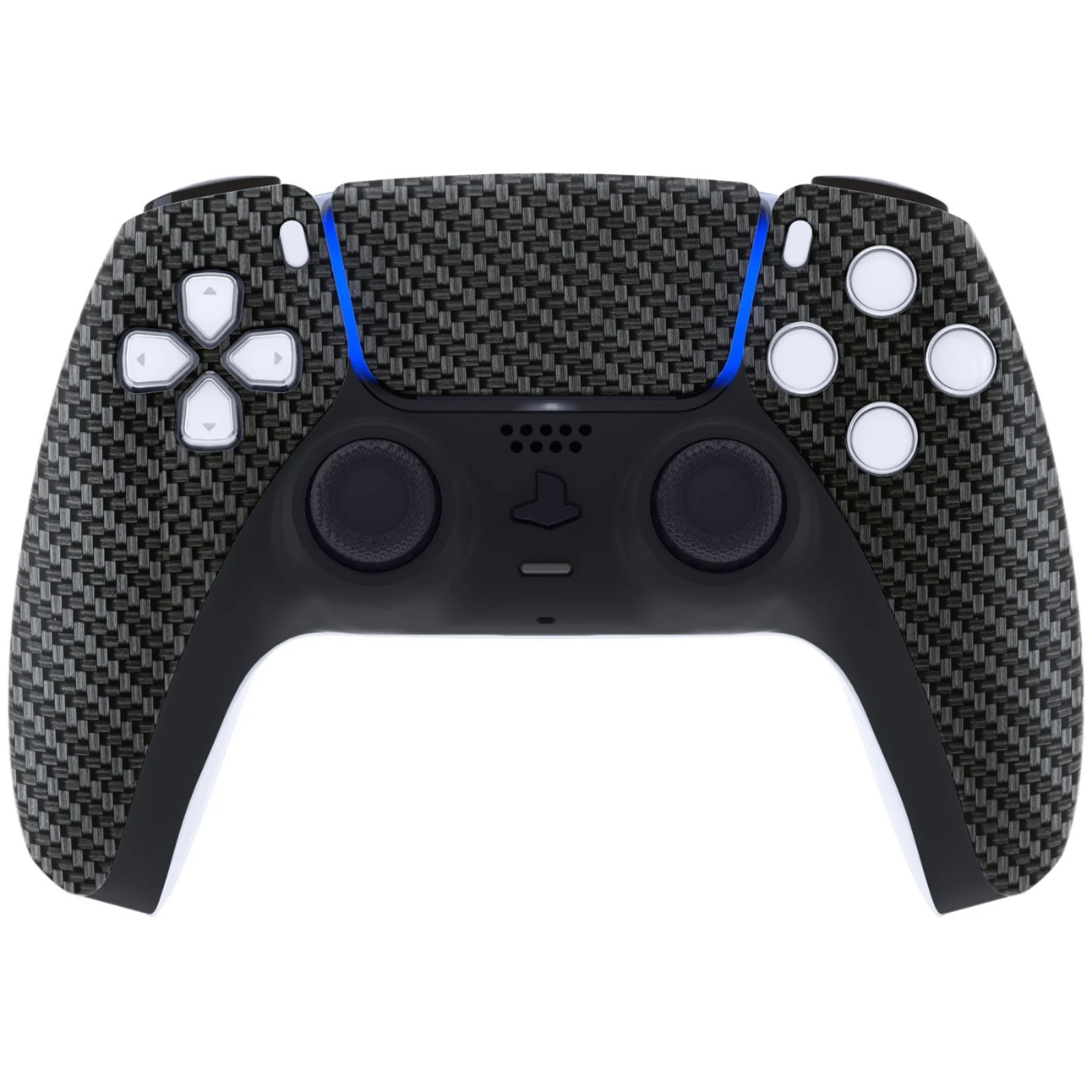eXtremeRate Replacement Front Housing Shell with Touchpad Compatible with PS5 Controller BDM-010/020/030/040/050 - Black Silver Carbon Fiber - Image 2