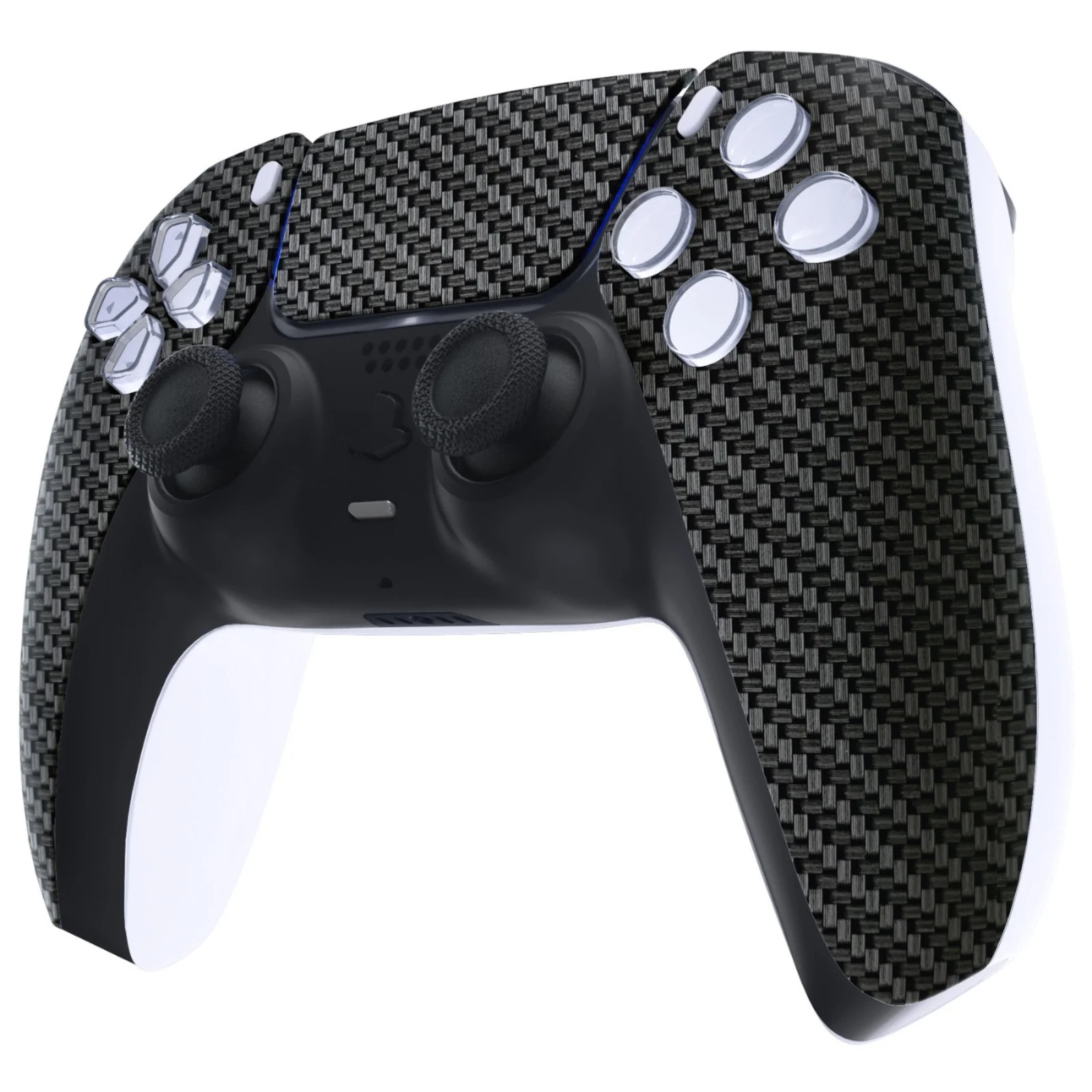 eXtremeRate Replacement Front Housing Shell with Touchpad Compatible with PS5 Controller BDM-010/020/030/040/050 - Black Silver Carbon Fiber - Image 4