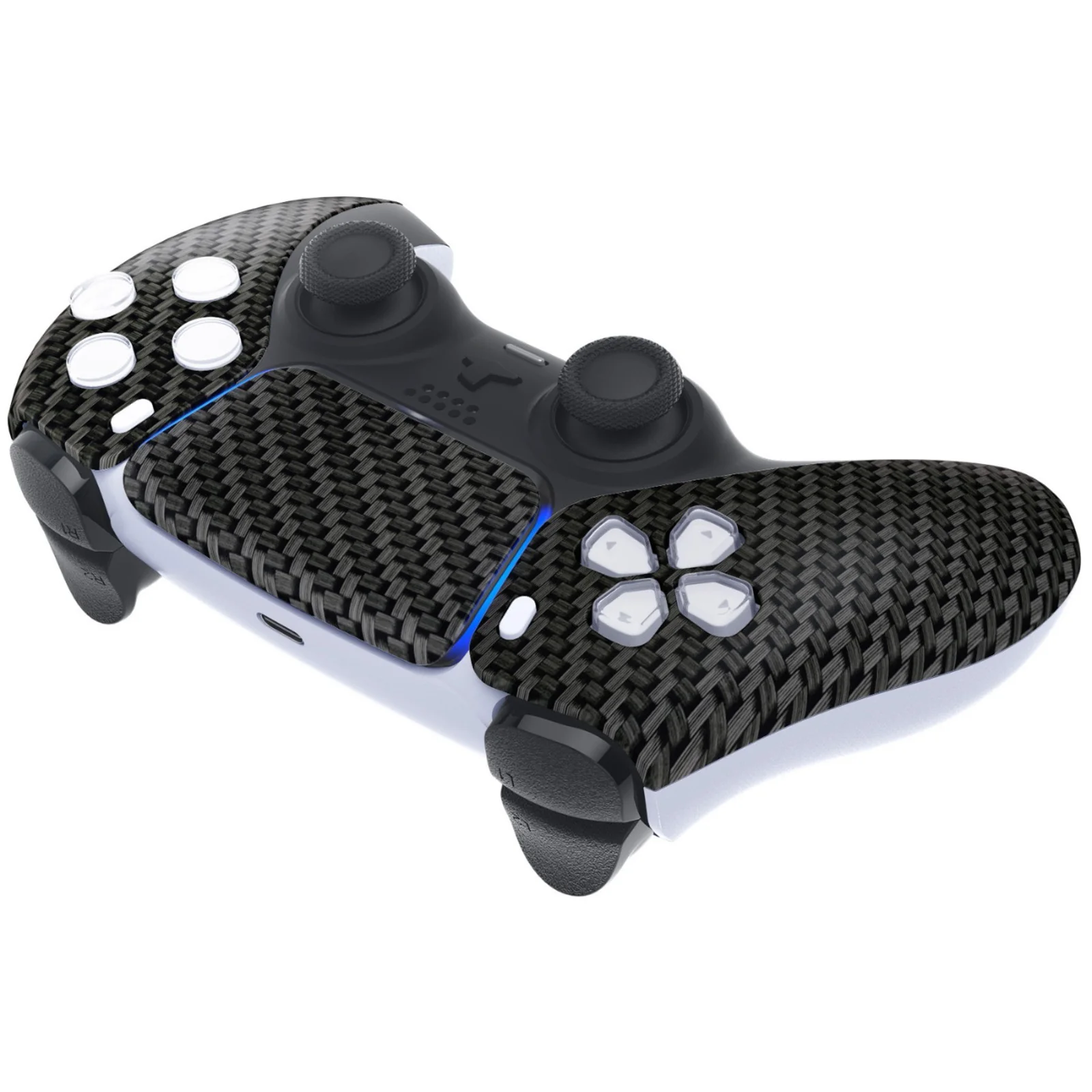eXtremeRate Replacement Front Housing Shell with Touchpad Compatible with PS5 Controller BDM-010/020/030/040/050 - Black Silver Carbon Fiber - Image 6