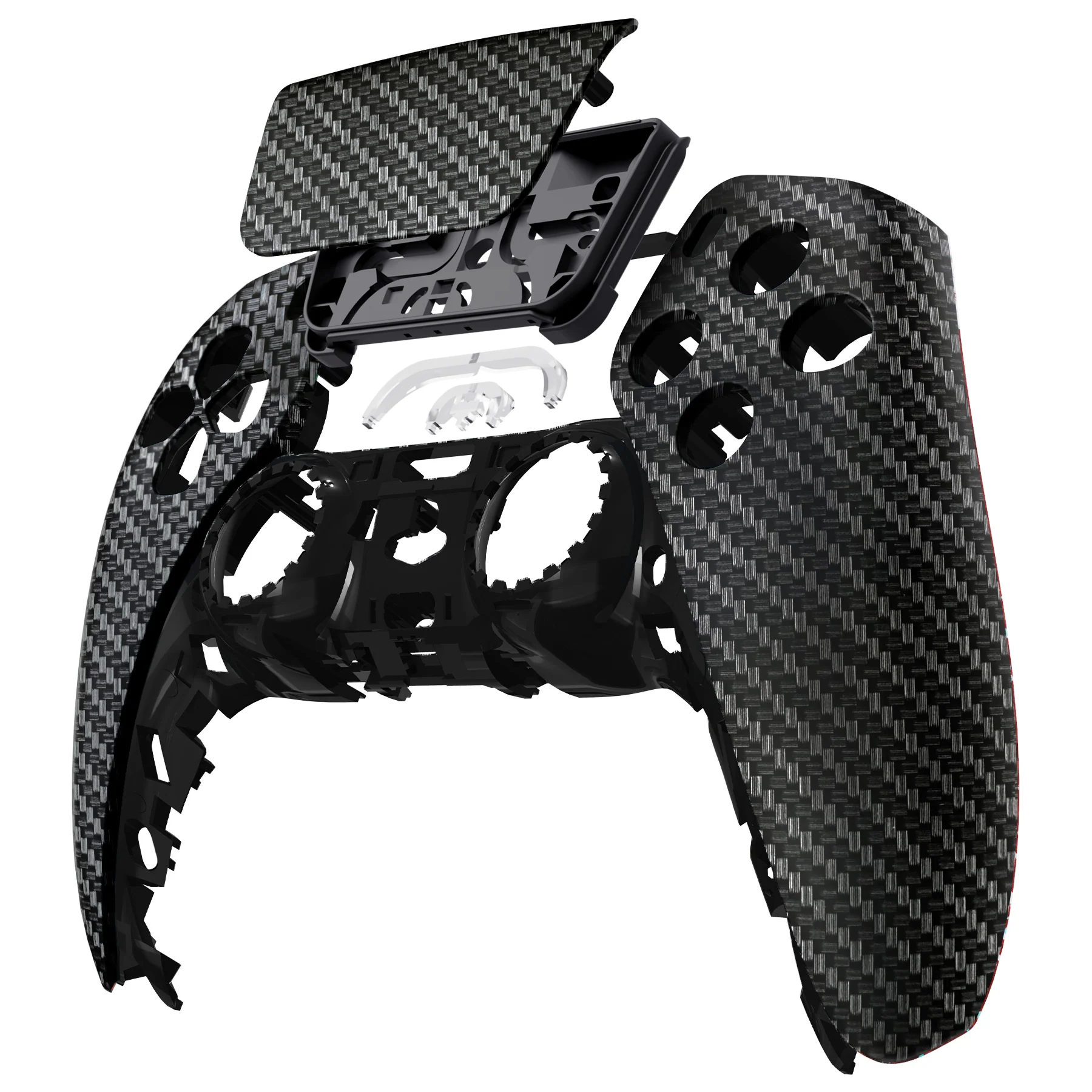 eXtremeRate Replacement Front Housing Shell with Touchpad Compatible with PS5 Controller BDM-010/020/030/040/050 - Black Silver Carbon Fiber - Image 8