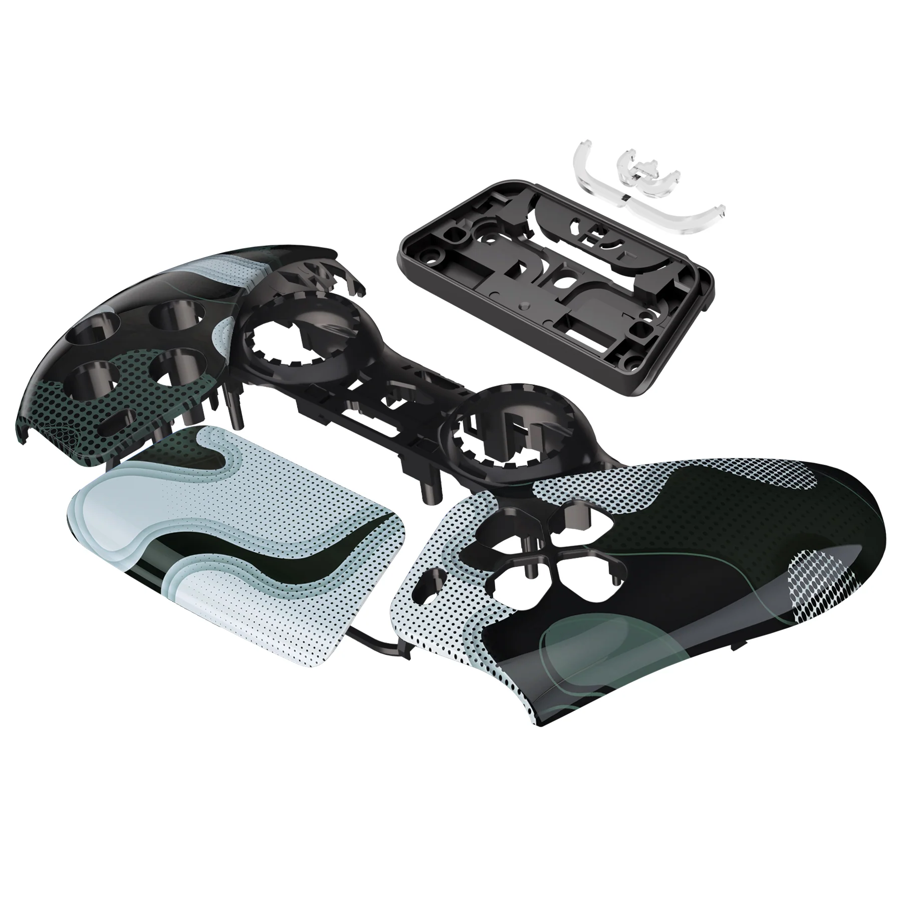 eXtremeRate Replacement Front Housing Shell with Touchpad Compatible with PS5 Controller BDM-010/020/030/040/050 - Black White Camouflage - Image 10
