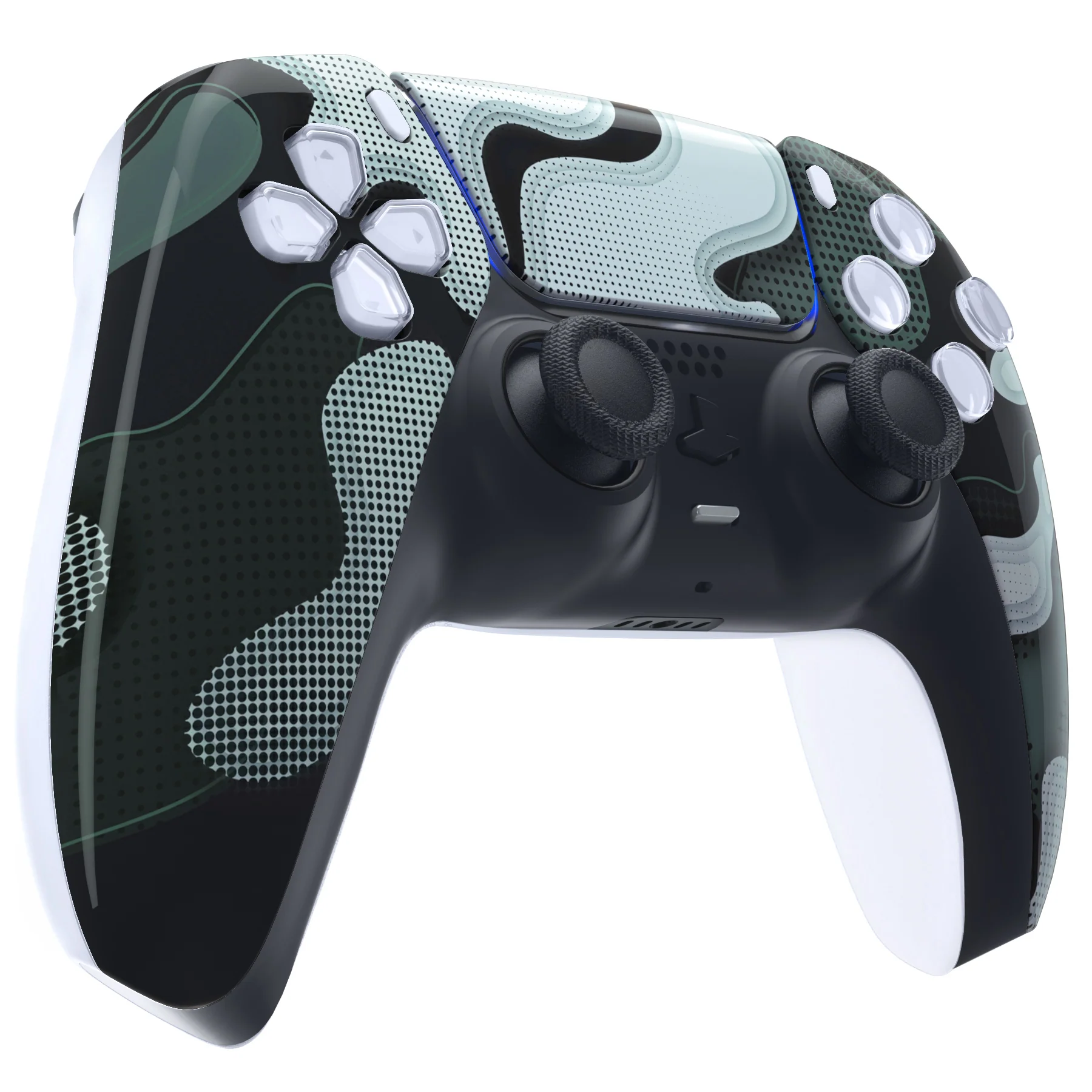 eXtremeRate Replacement Front Housing Shell with Touchpad Compatible with PS5 Controller BDM-010/020/030/040/050 - Black White Camouflage - Image 5