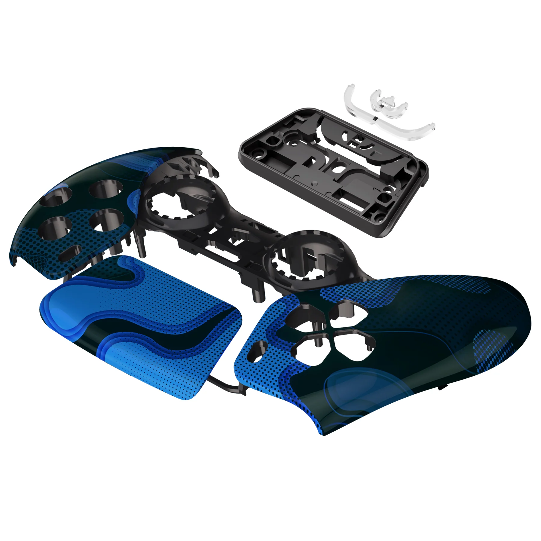 eXtremeRate Replacement Front Housing Shell with Touchpad Compatible with PS5 Controller BDM-010/020/030/040/050 - Blue Black Camouflage - Image 10