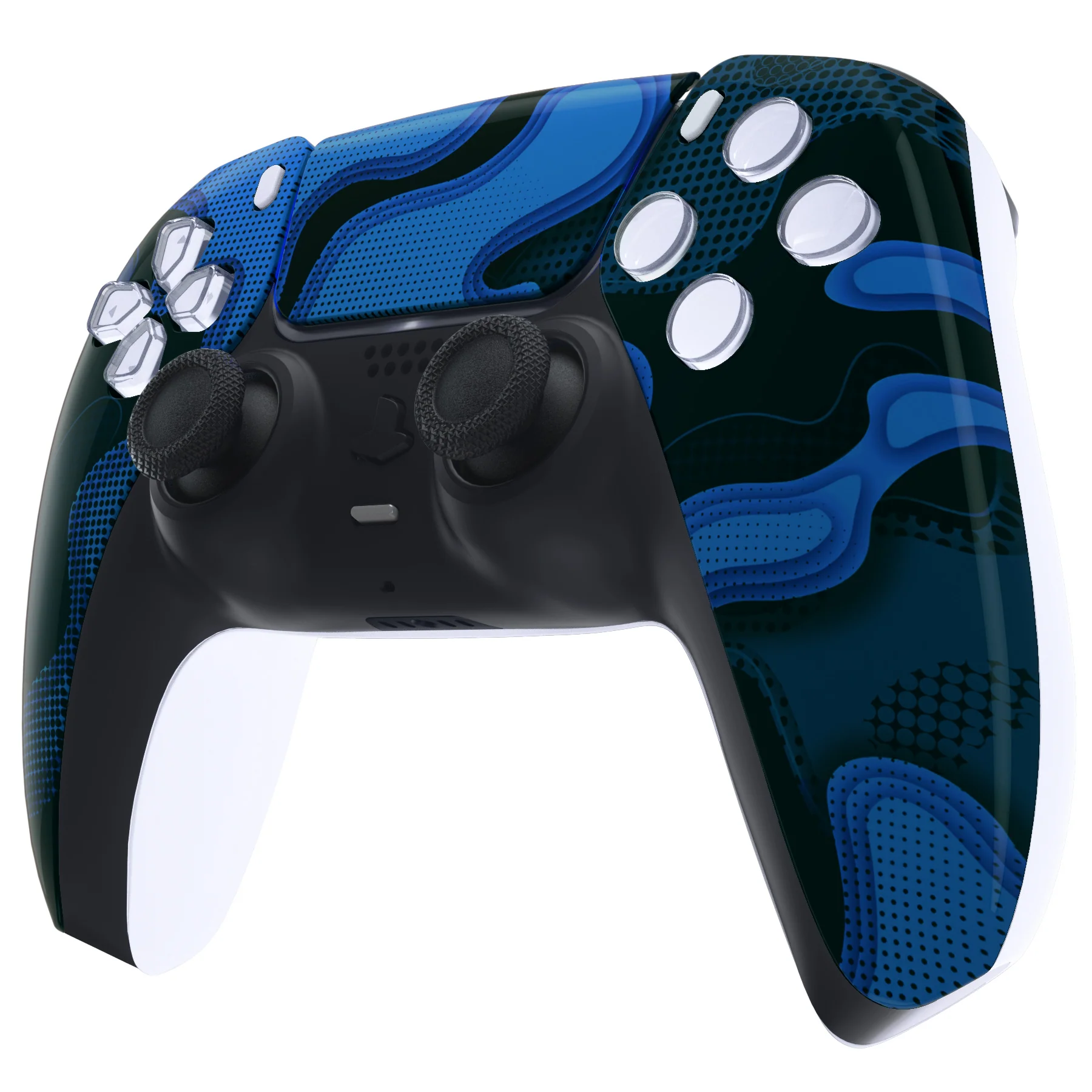 eXtremeRate Replacement Front Housing Shell with Touchpad Compatible with PS5 Controller BDM-010/020/030/040/050 - Blue Black Camouflage - Image 4