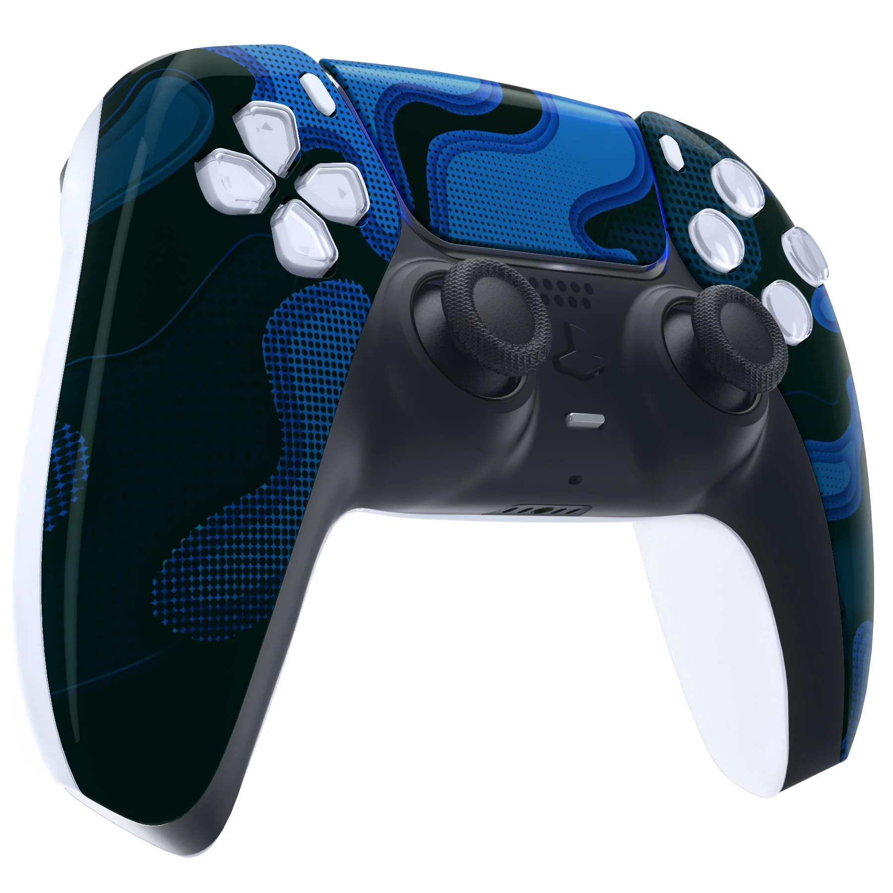 eXtremeRate Replacement Front Housing Shell with Touchpad Compatible with PS5 Controller BDM-010/020/030/040/050 - Blue Black Camouflage - Image 5
