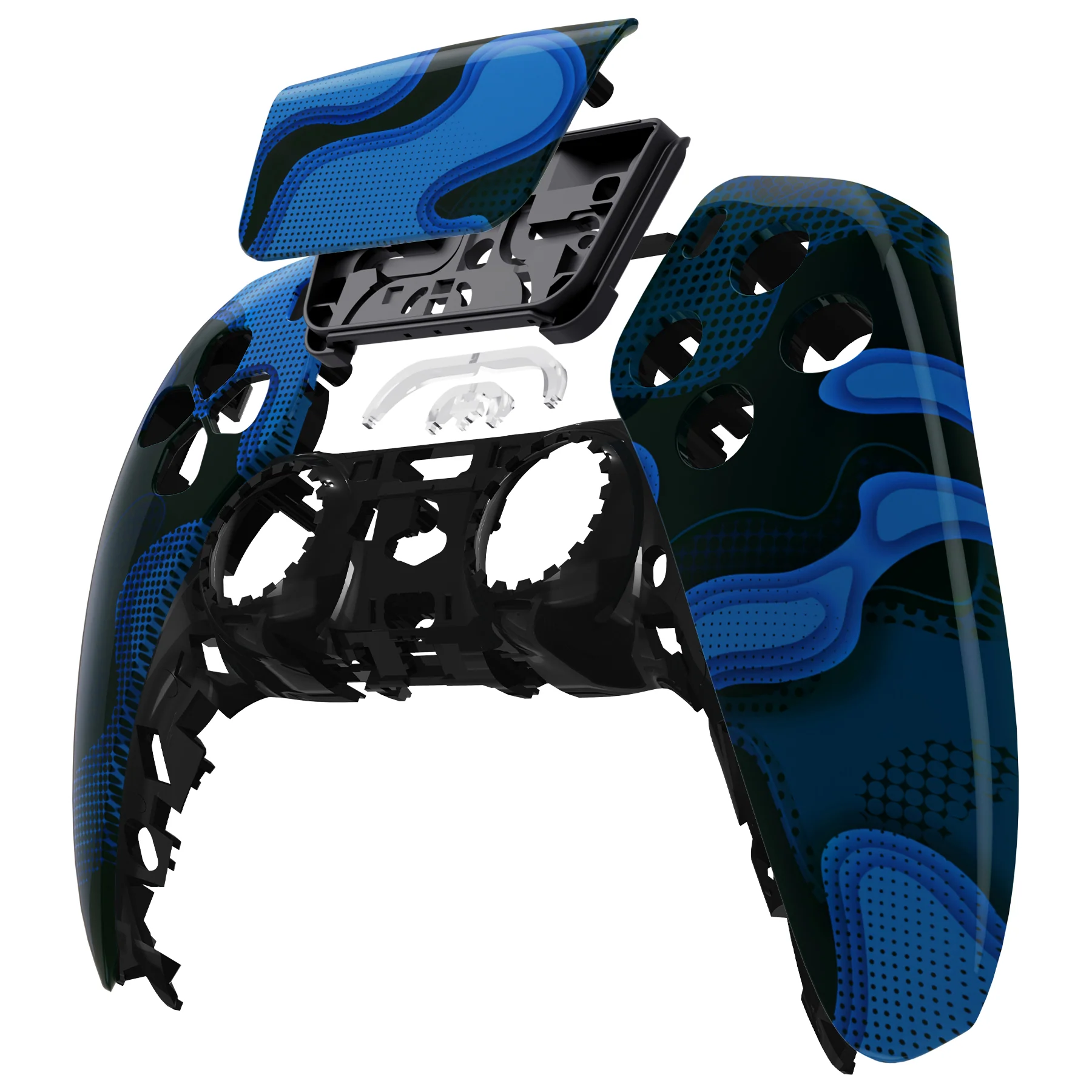 eXtremeRate Replacement Front Housing Shell with Touchpad Compatible with PS5 Controller BDM-010/020/030/040/050 - Blue Black Camouflage - Image 8